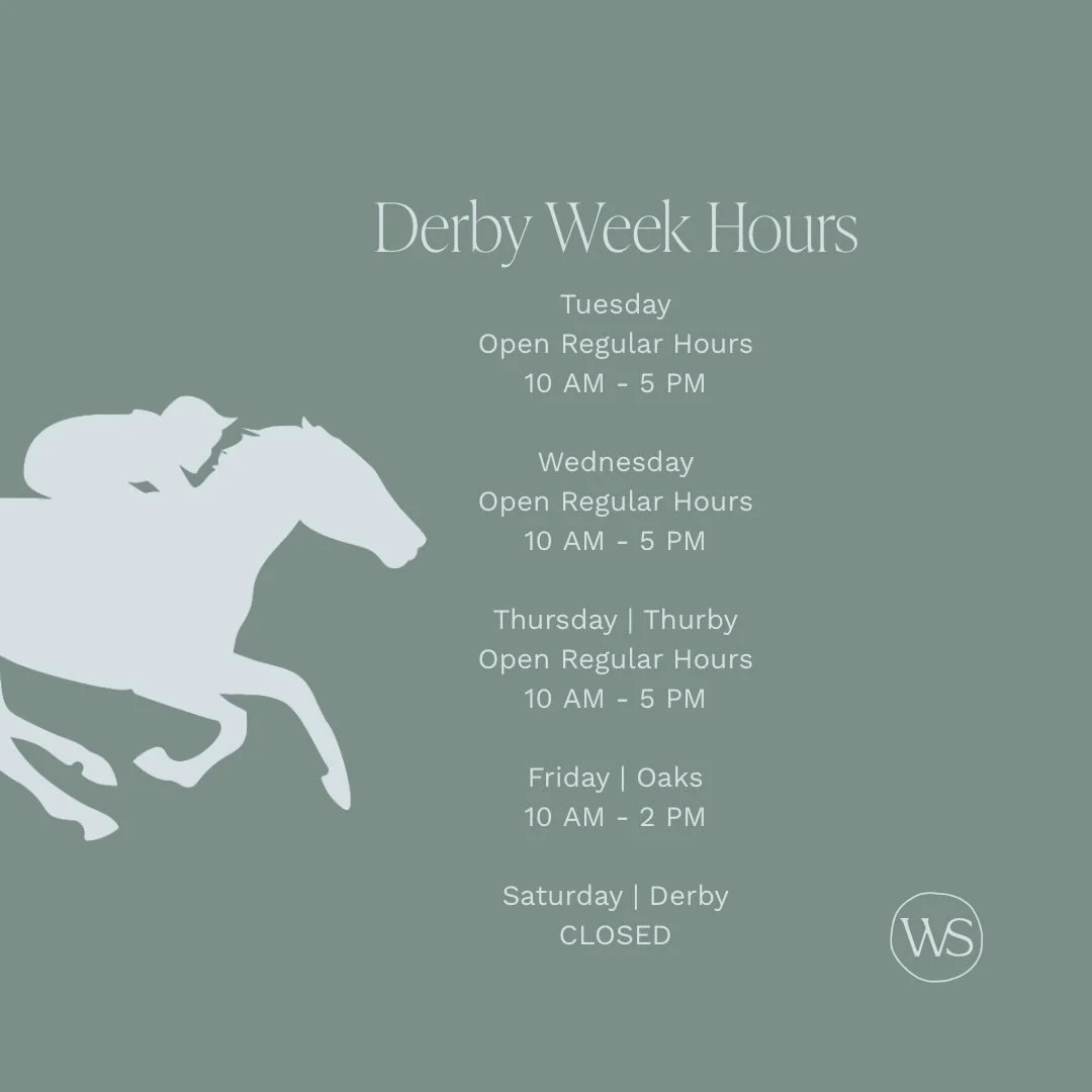 Derby week is almost here 🐎
Here&rsquo;s when we&rsquo;ll be in the shop&mdash;plan your visits accordingly &amp; book your appointment today. We can&rsquo;t wait to see you!