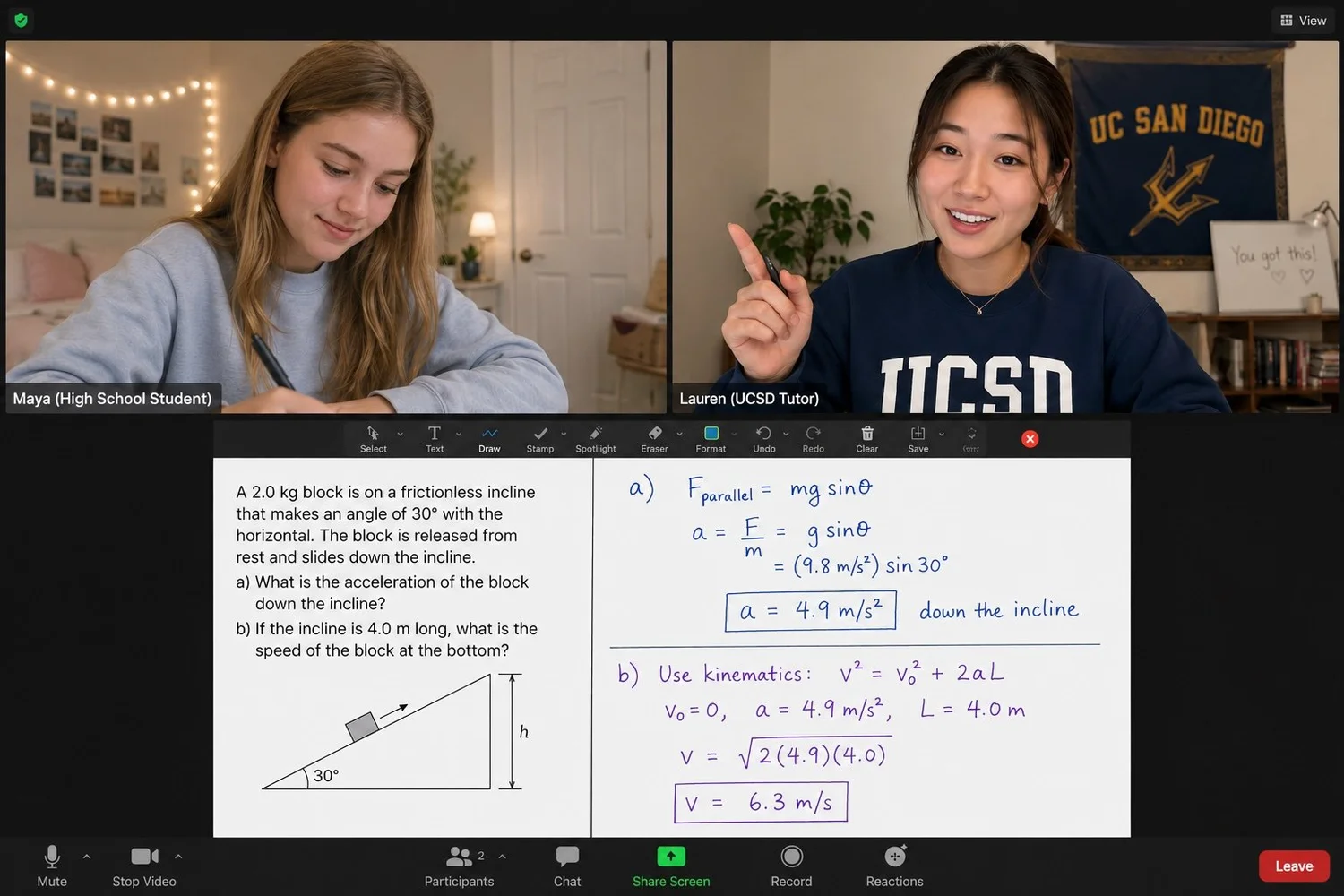 A real one-on-one tutoring session with Tutors and Friends