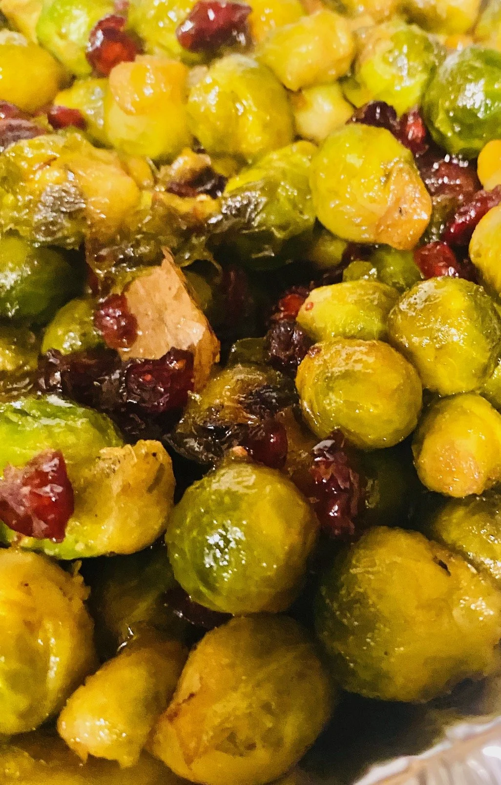 Roasted Whole Brussels Sprouts with Cranberries &amp; Agave 