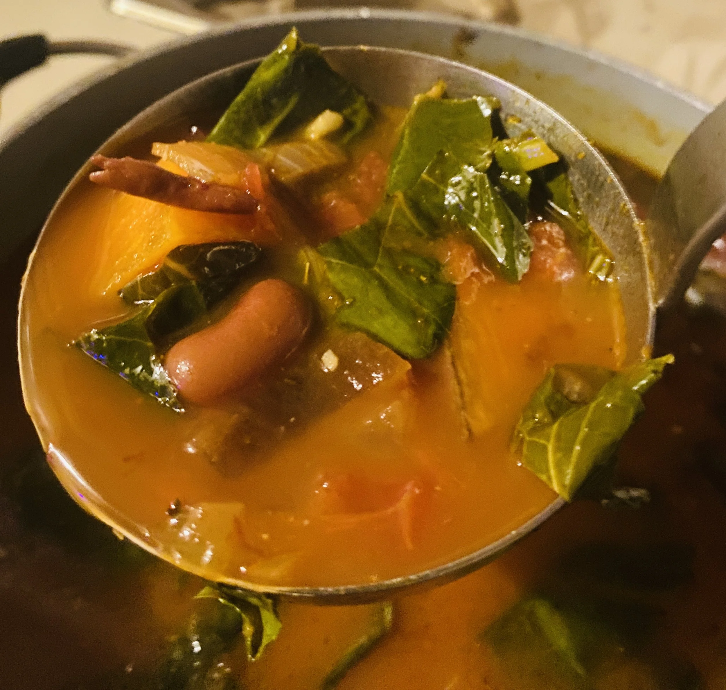 A pantry recipe using yams, kidney beans and other staples.