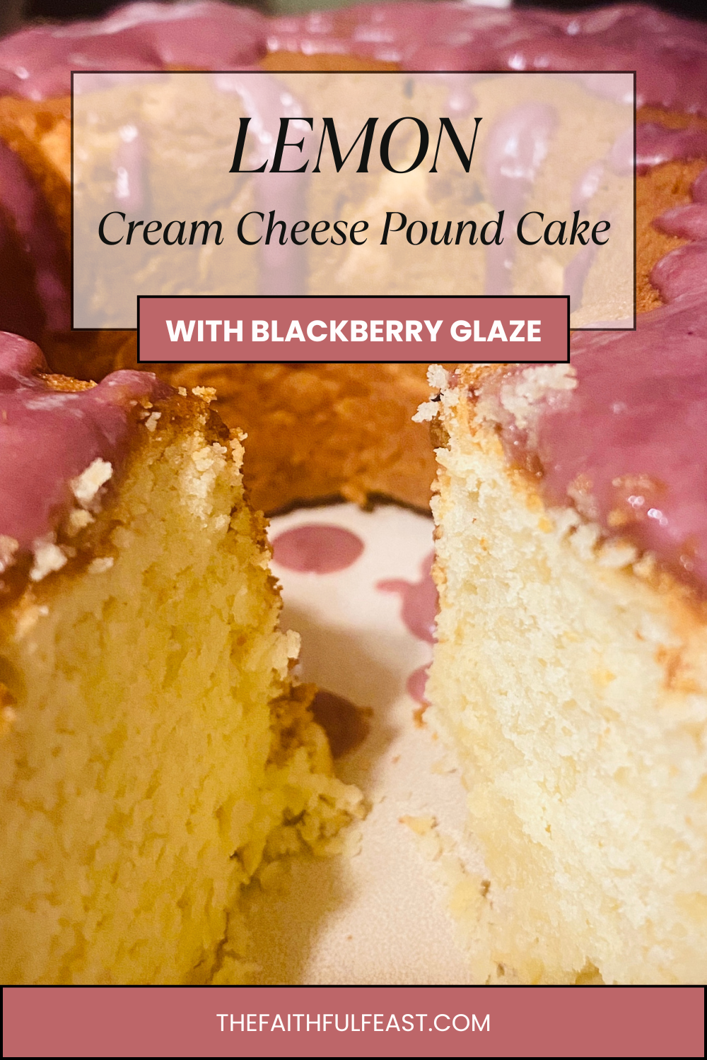 A rich, buttery lemon pound cake made tender with cream cheese and finished with a simple blackberry glaze. Bright, balanced, and perfect for slicing and sharing.