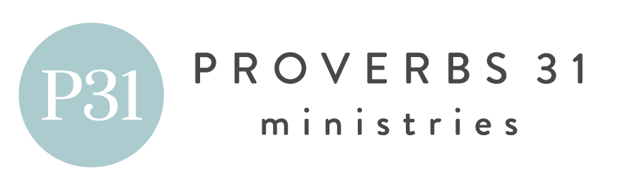 Logo for Proverbs 31 Ministries featuring a light blue circle with 'P31' and black text reading 'Proverbs 31 Ministries'