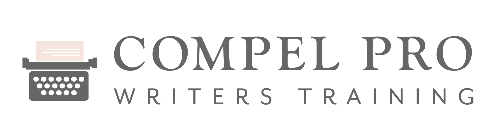 Logo for Compel Pro Writers Training with an icon of a typewriter and paper