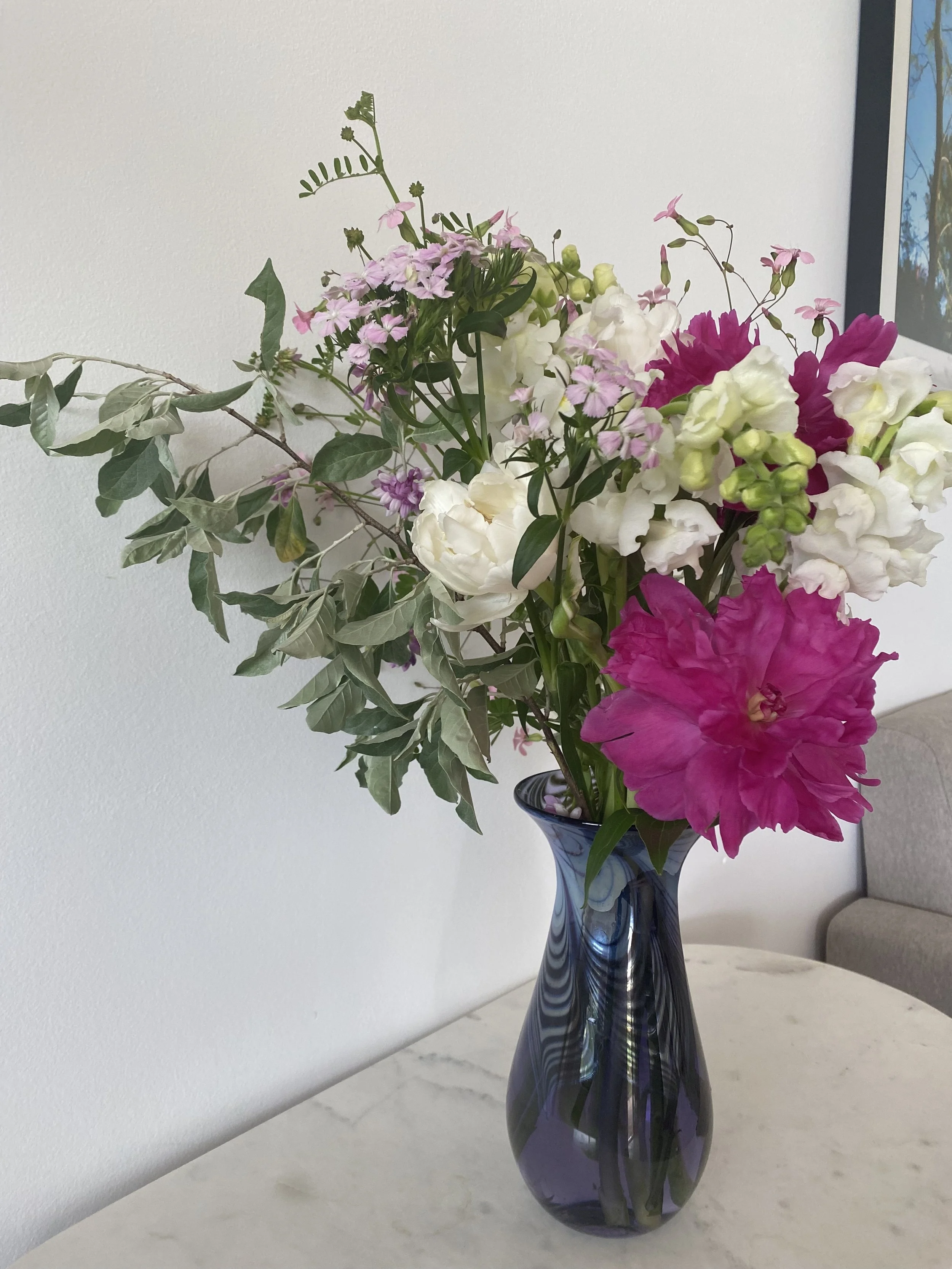 Blown Glass Vase With Flowers