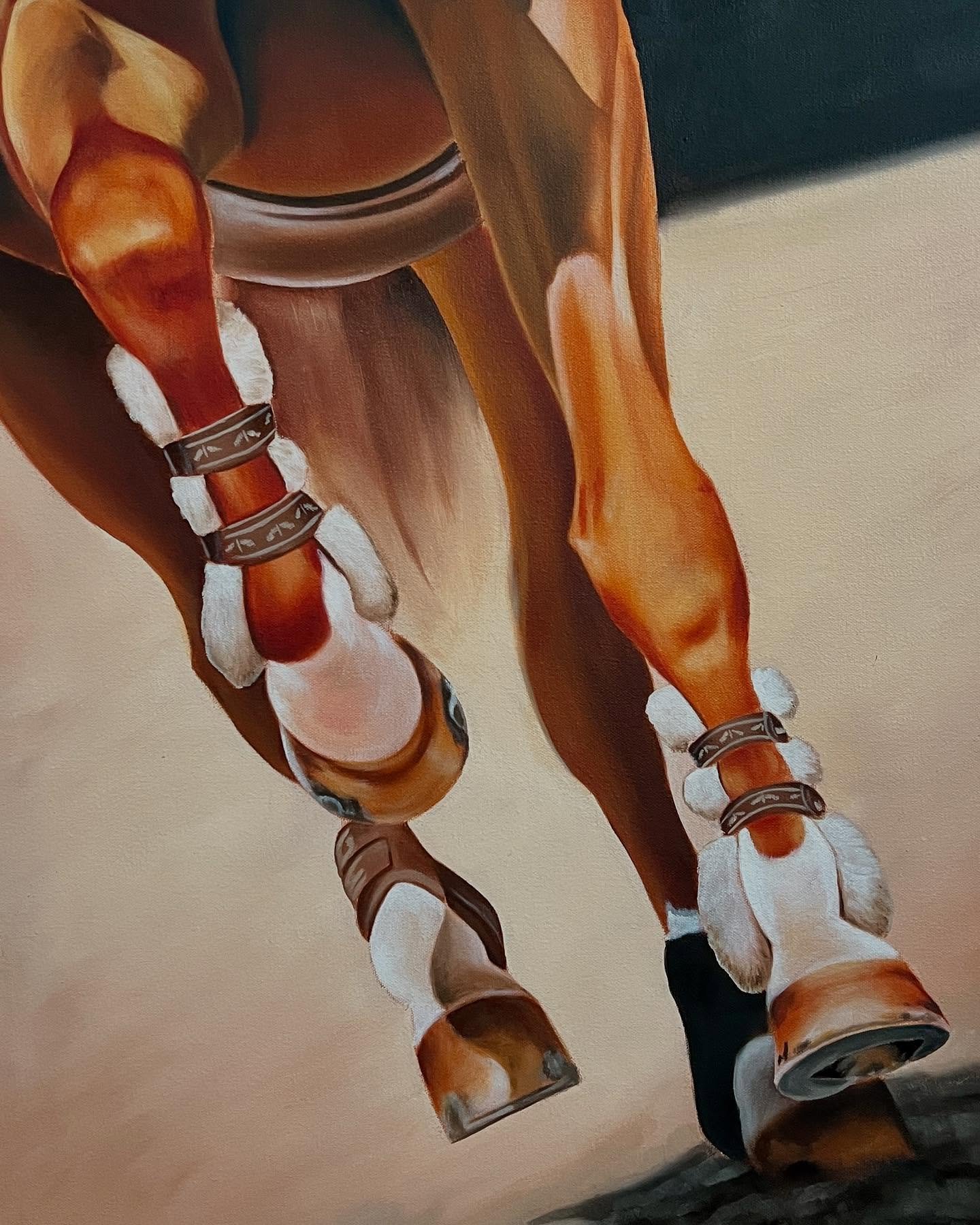 Most people fall asleep counting sheep, horse people fall asleep counting strides 🐴 😴 

Newest 18x24 oil on canvas 

Beautiful reference photo by @katyvanhelmondphotography at @wellingtoninternational_wef 🌴