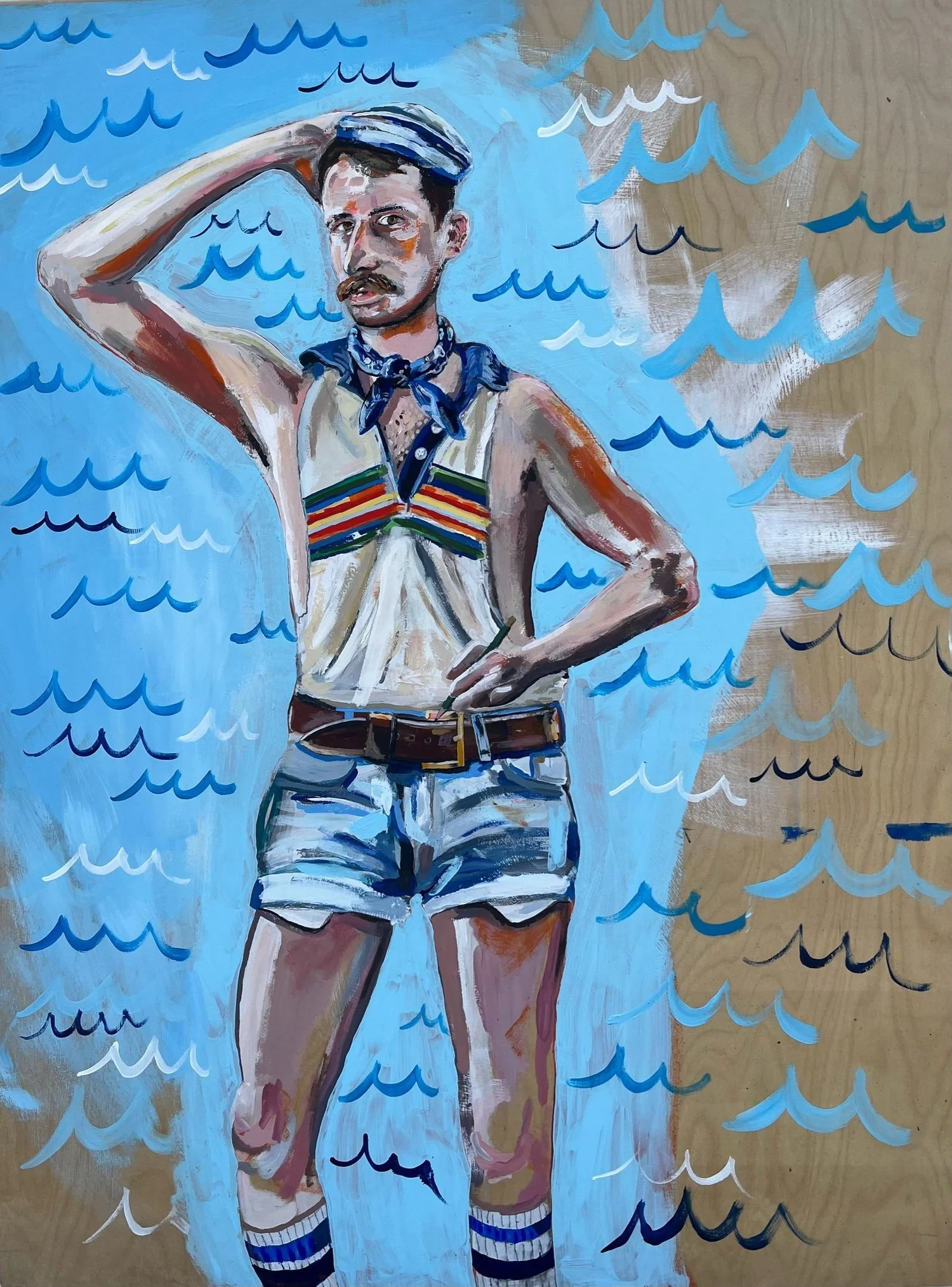 studio self portrait 
mixed media on panel
20 x 40 inches
available through four eleven gallery