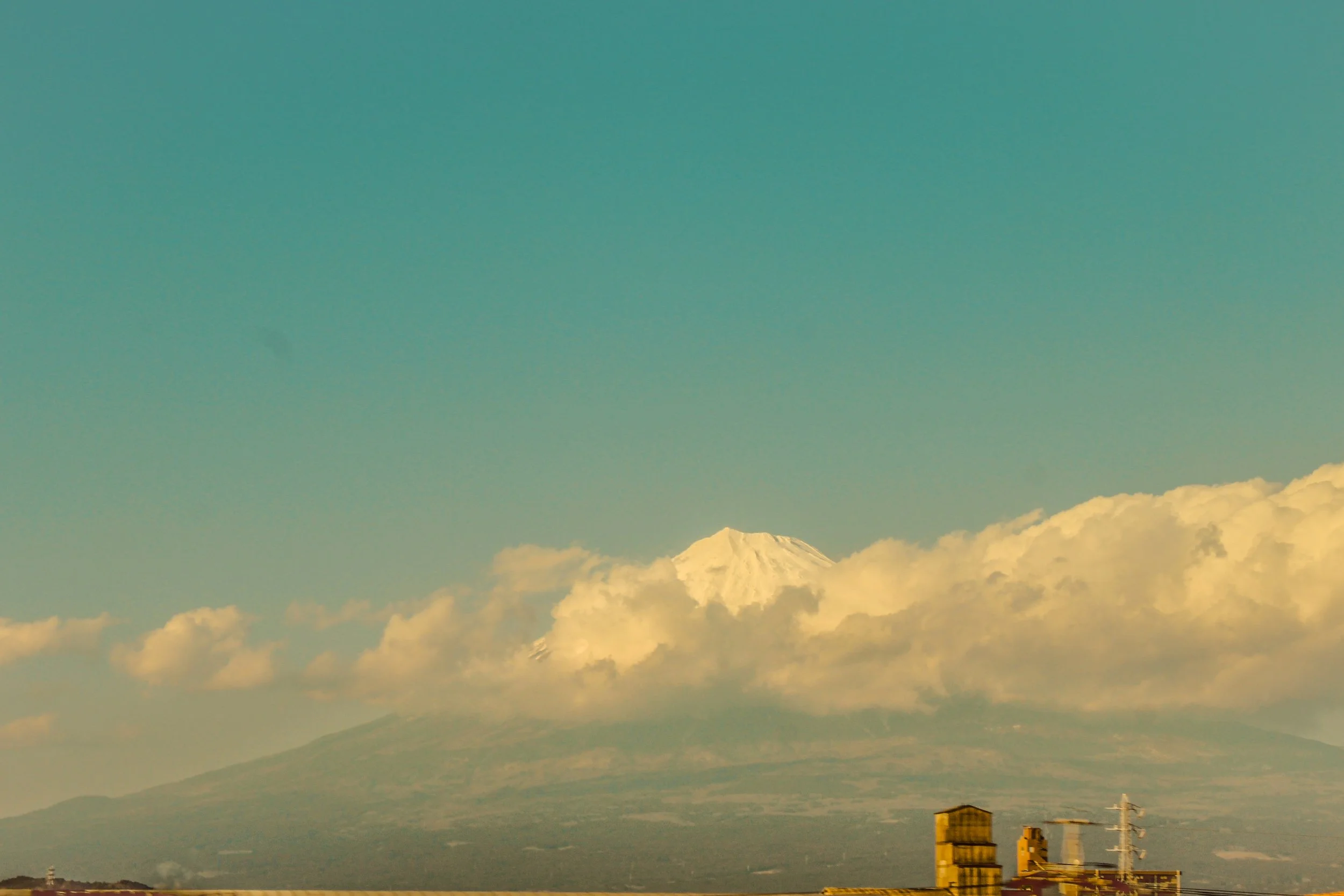 Mt. Fuji captured from a bullet train 