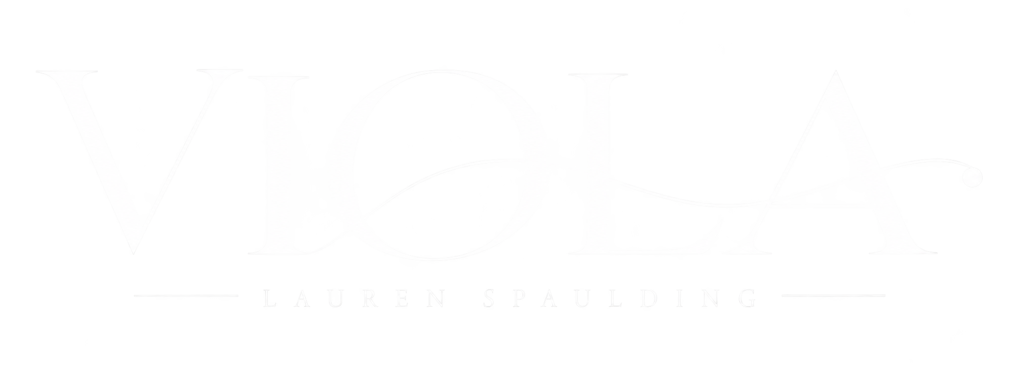 Title for the book 'Viola' by Lauren Spaulding in stylized silver and white text on a black background.