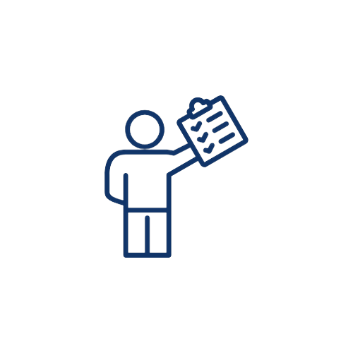 Person holding a checklist icon