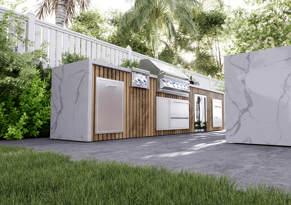 Parallel outdoor cooking area plans