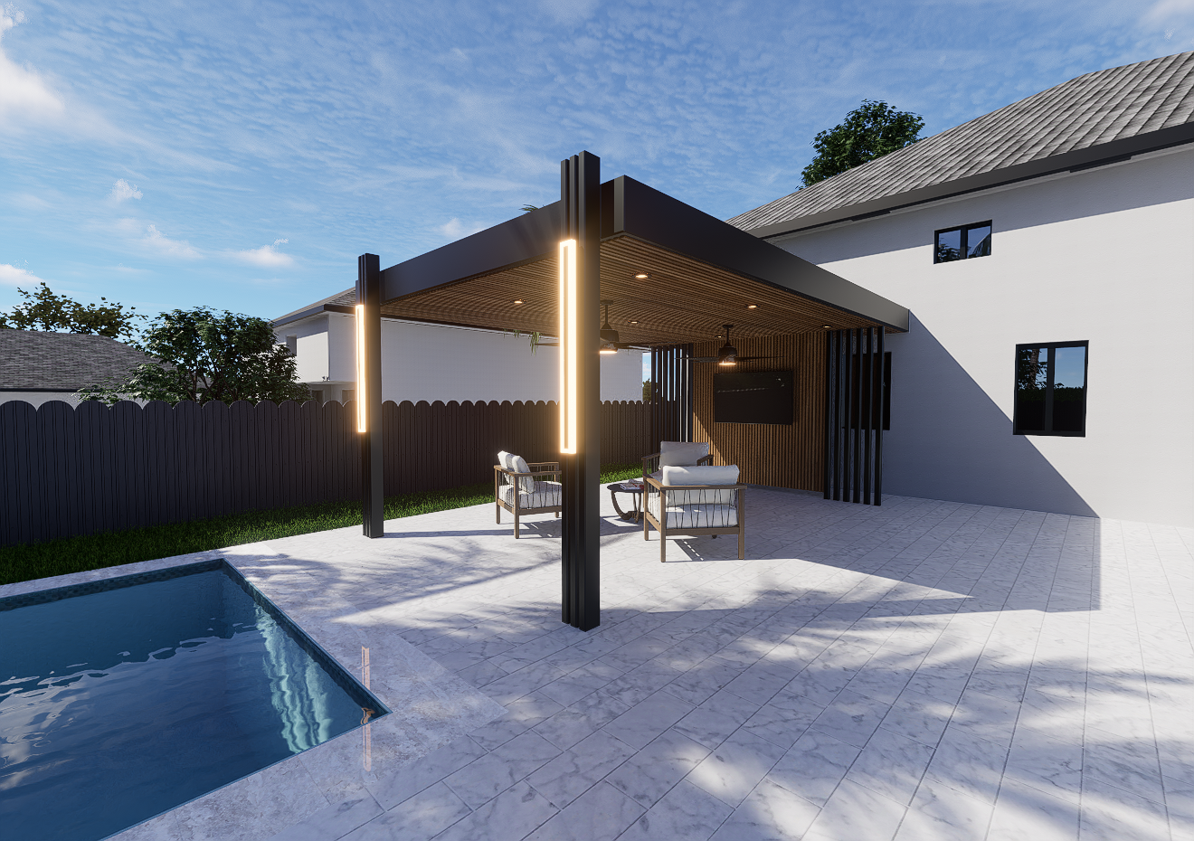 Pergola custom built in miami aluminum and composite