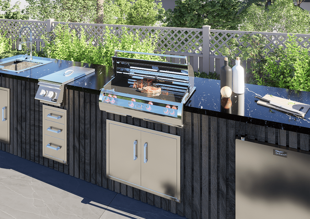 linear design outdoor kitchen