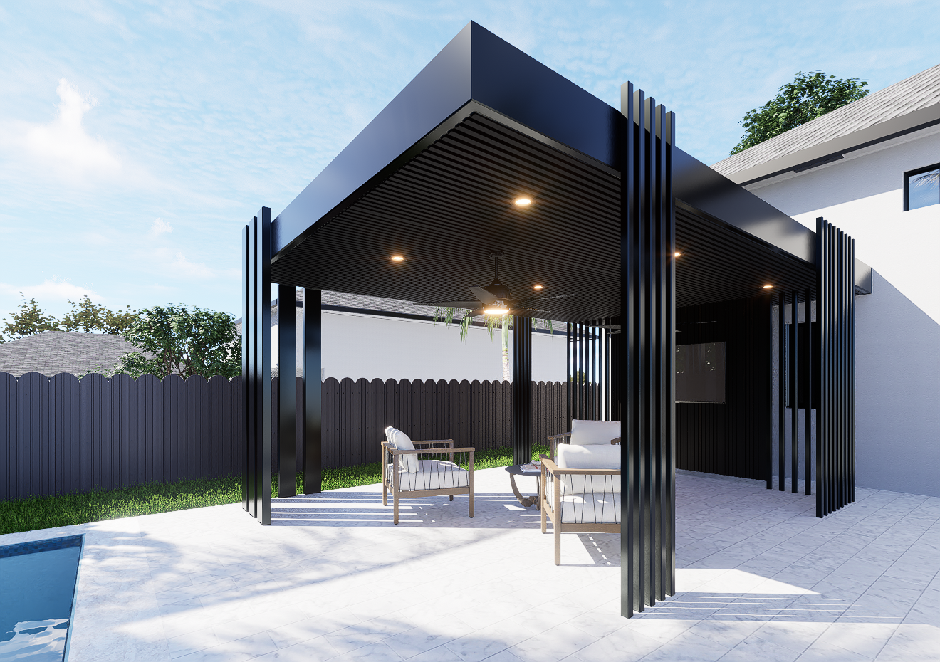 aluminum pergola insulated roof