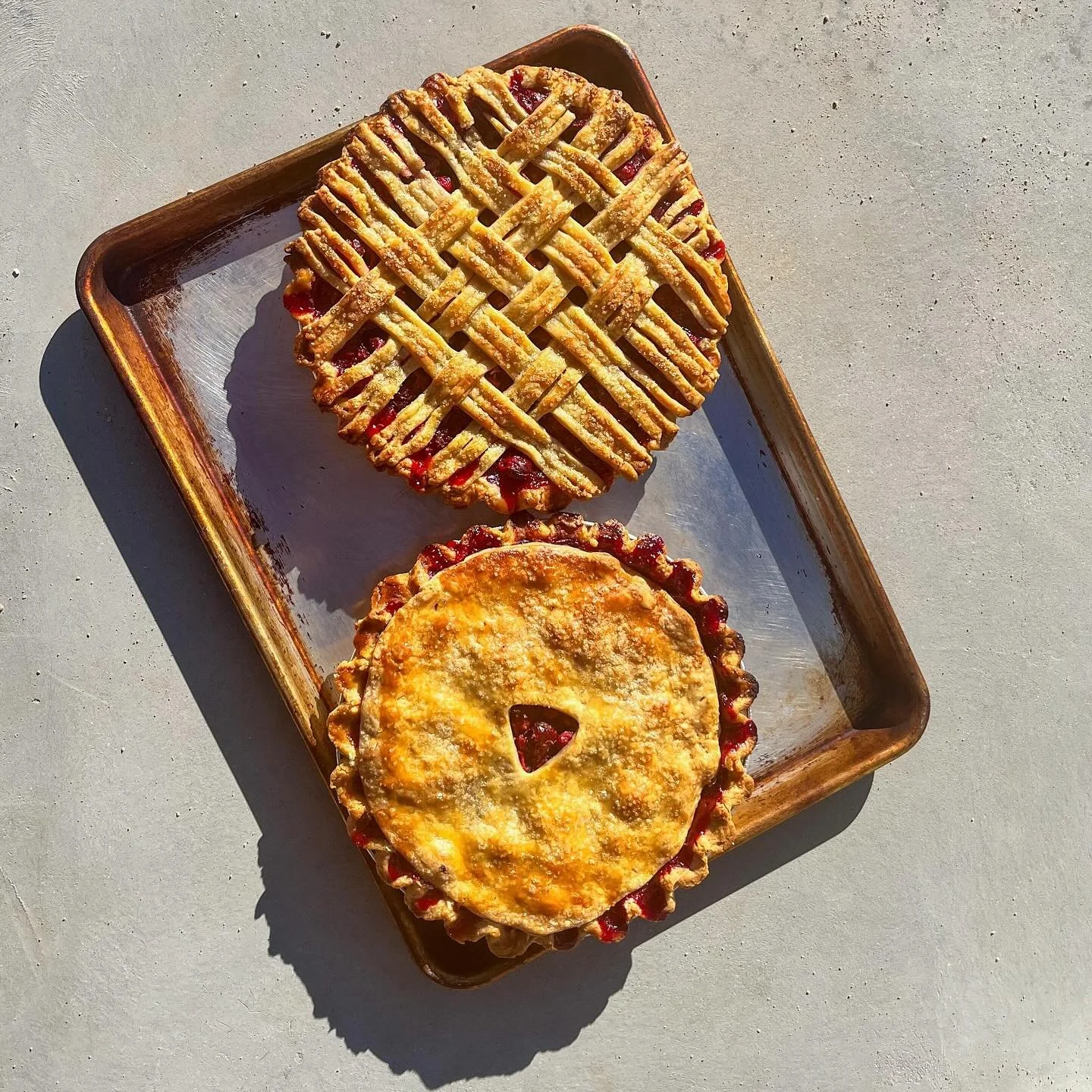 This week at TP: Cranberry Sage. It&rsquo;s got cranberries and fresh sage blitzed with sugar and spice and everything nice. Speaking of TP happy birthday Tom Petty. Second slide is a birthday pie for today. See you at @the.tiny.pony for a spicy pica