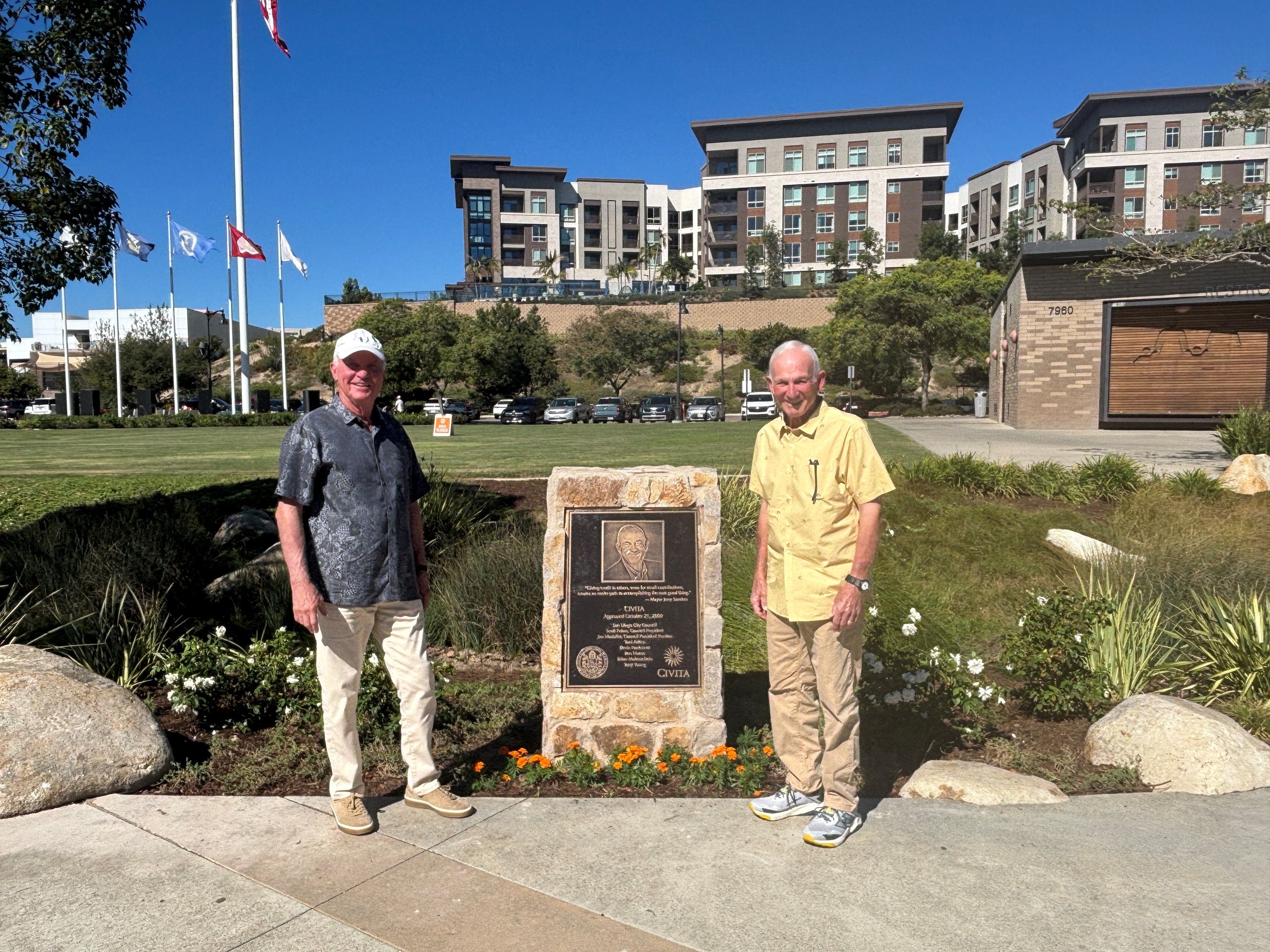 Civita Park Plaque Honors Former San Diego Mayor Jerry Sanders.