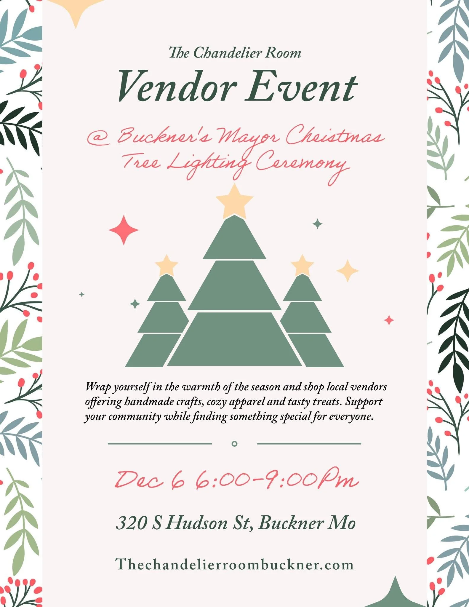 The Chandelier room- Buckners Tree Lighting Ceremony