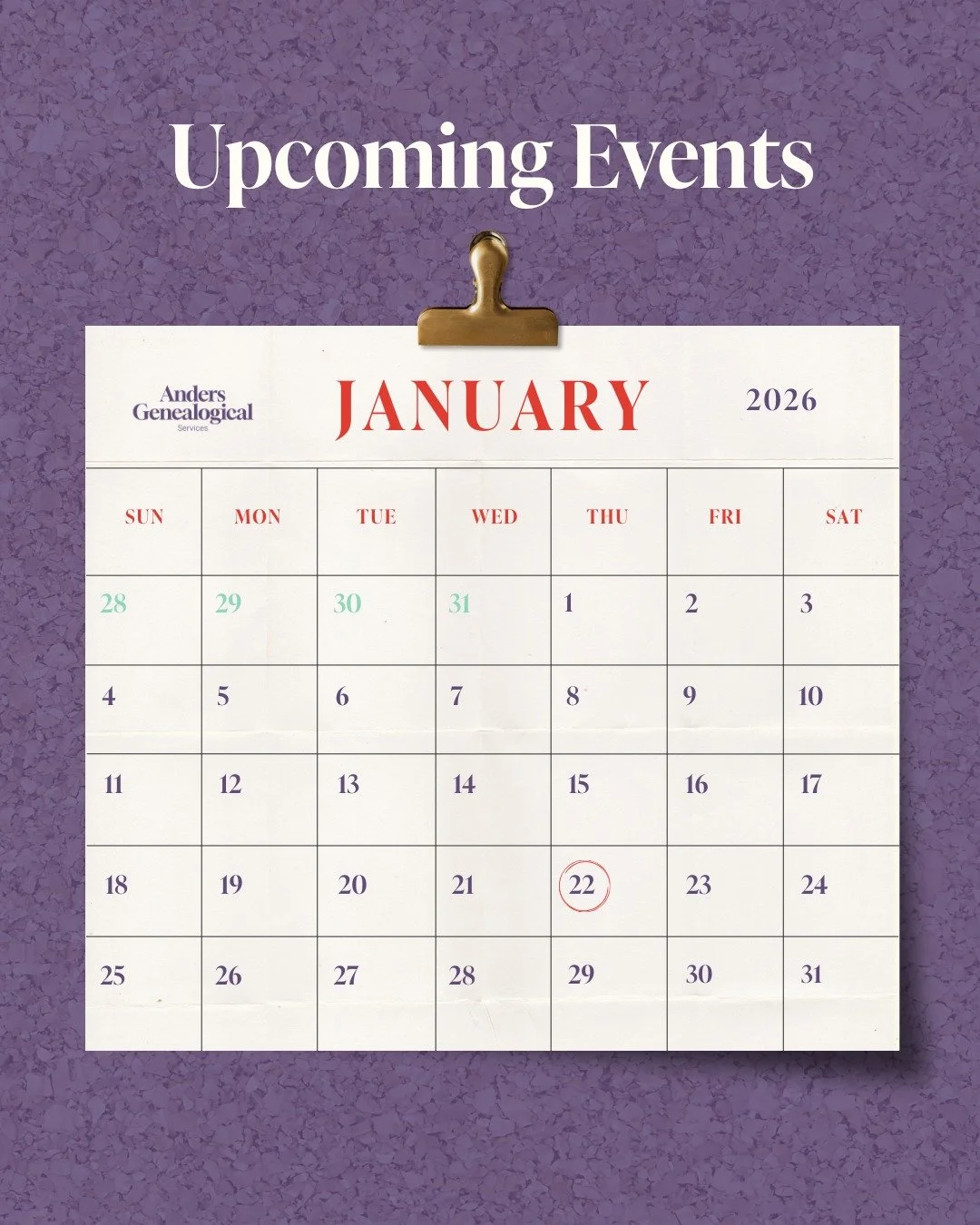 I've heard this from so many of you, that you really want to focus more on your family history this year.
So I'm making it easier. 
By popular demand, I'm offering virtual genealogy workshops throughout 2026 with both evening and daytime options so y