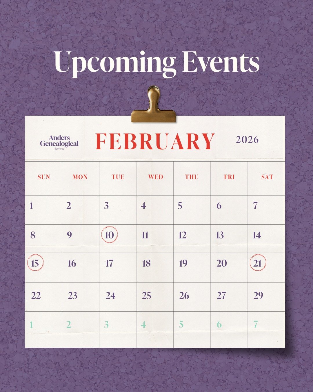 Looking forward to another round of Genealogy 101 and the first session of Branching Out for the year.

Learn more and register at link in bio