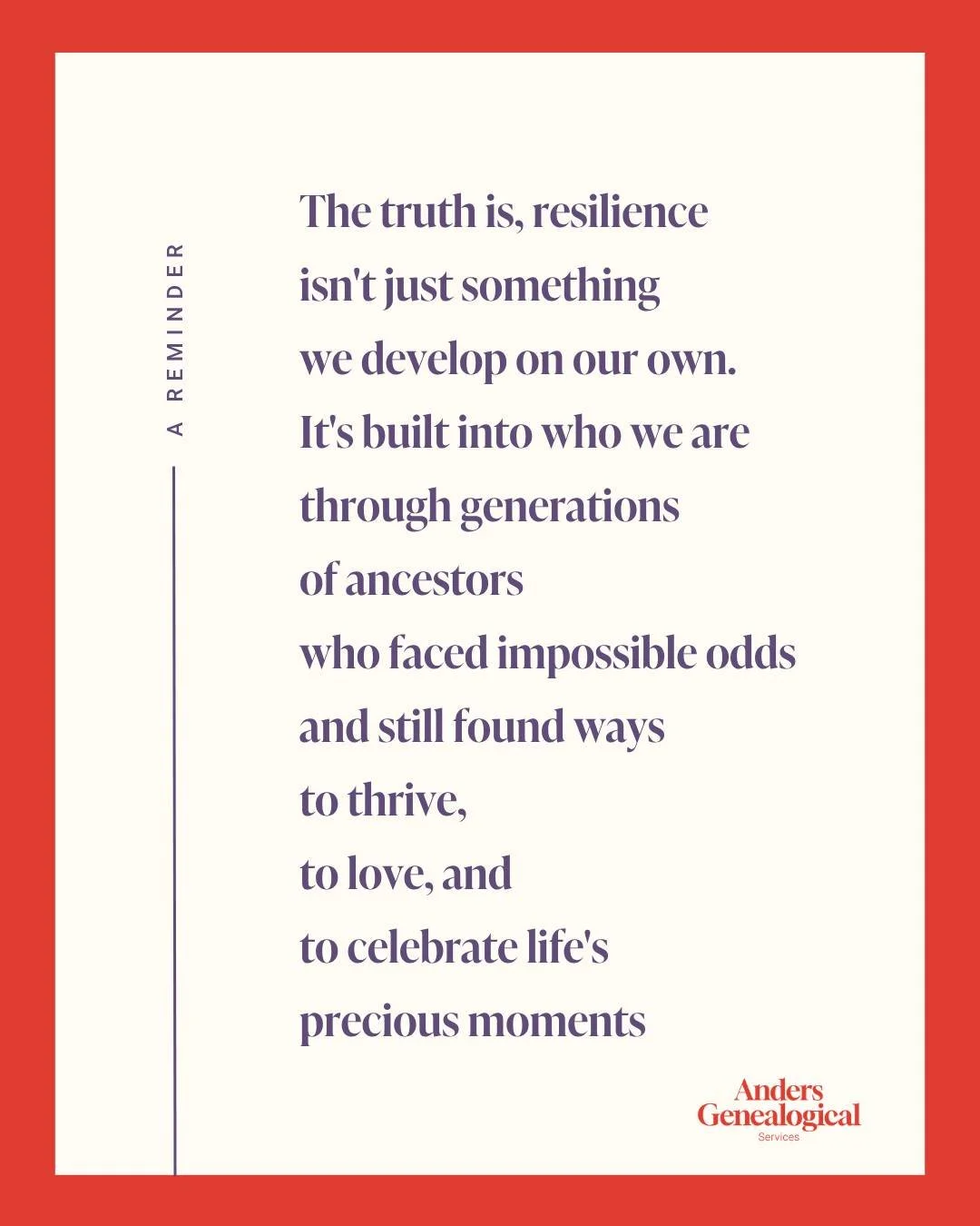 The truth is, resilience isn't just something we develop on our own. It's built into who we are through generations of ancestors who faced impossible odds and still found ways to thrive, to love, and to celebrate life's precious moments.