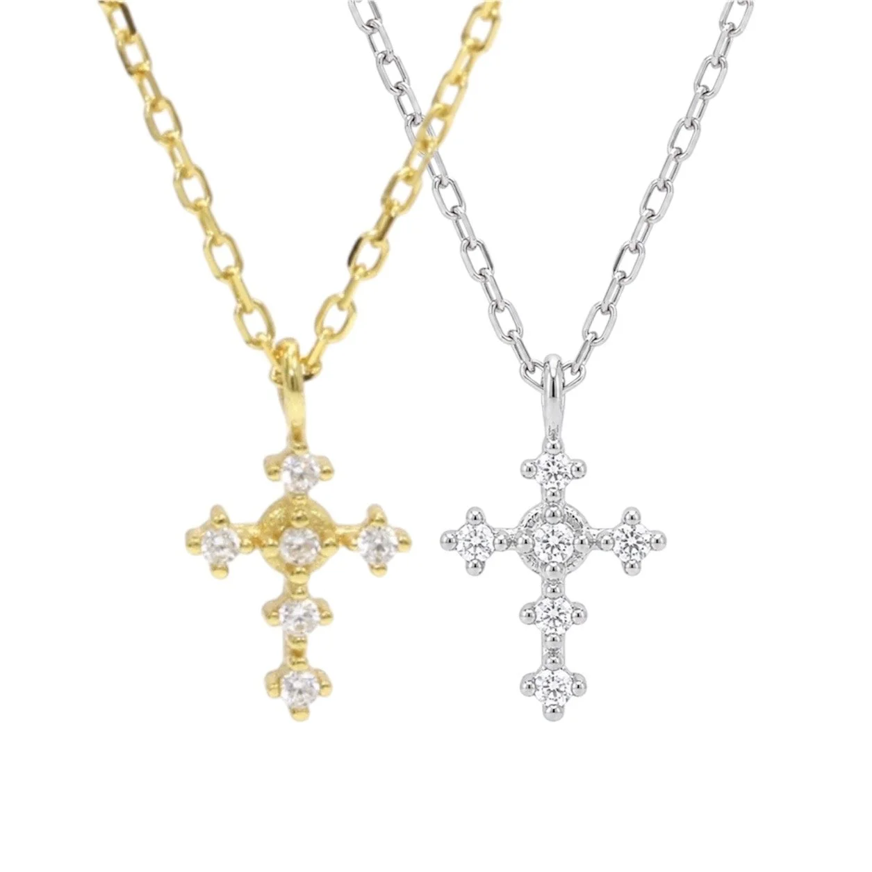 Mini Diamonte Cross Necklace