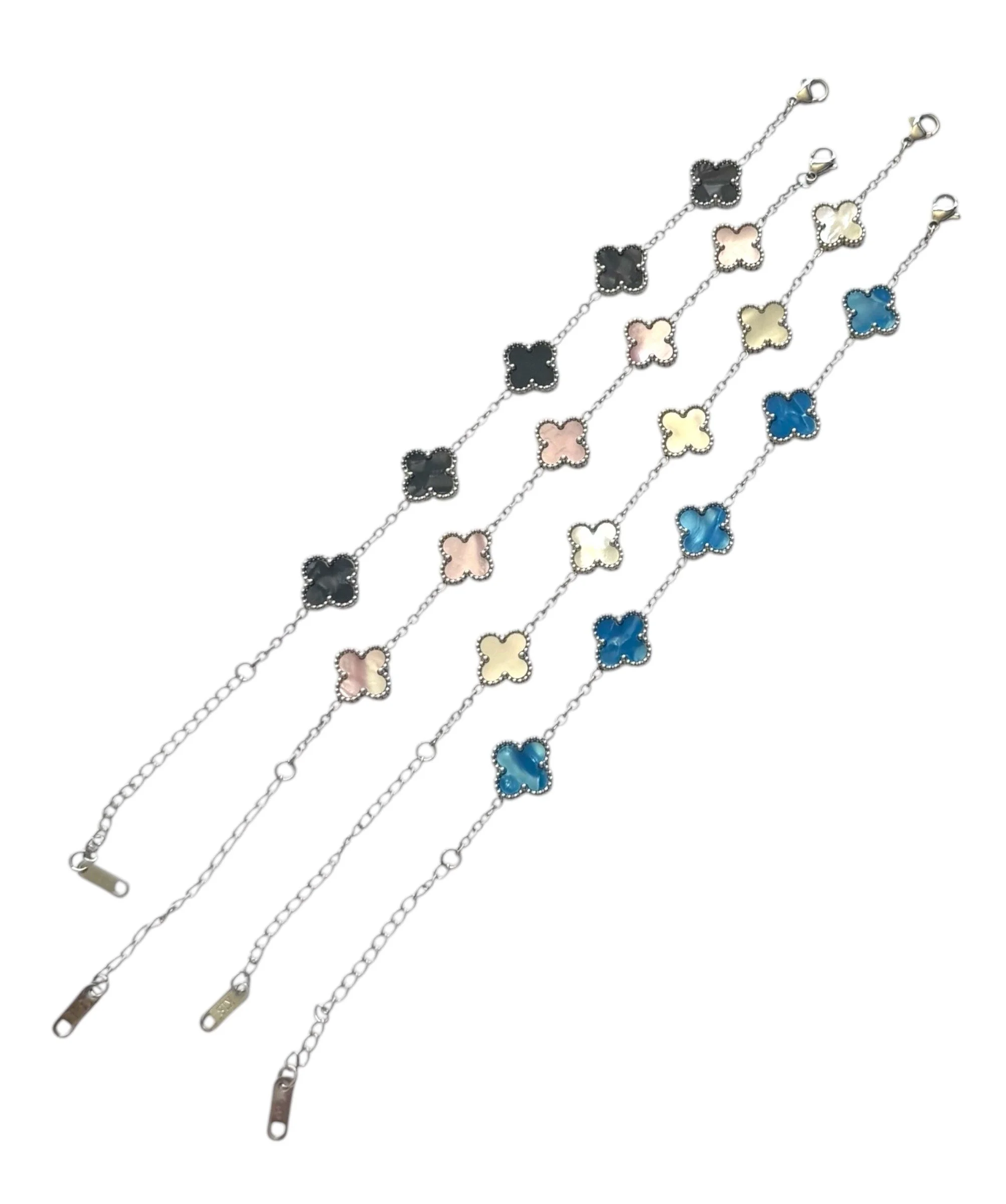 Flower Charm Bracelets - Silver