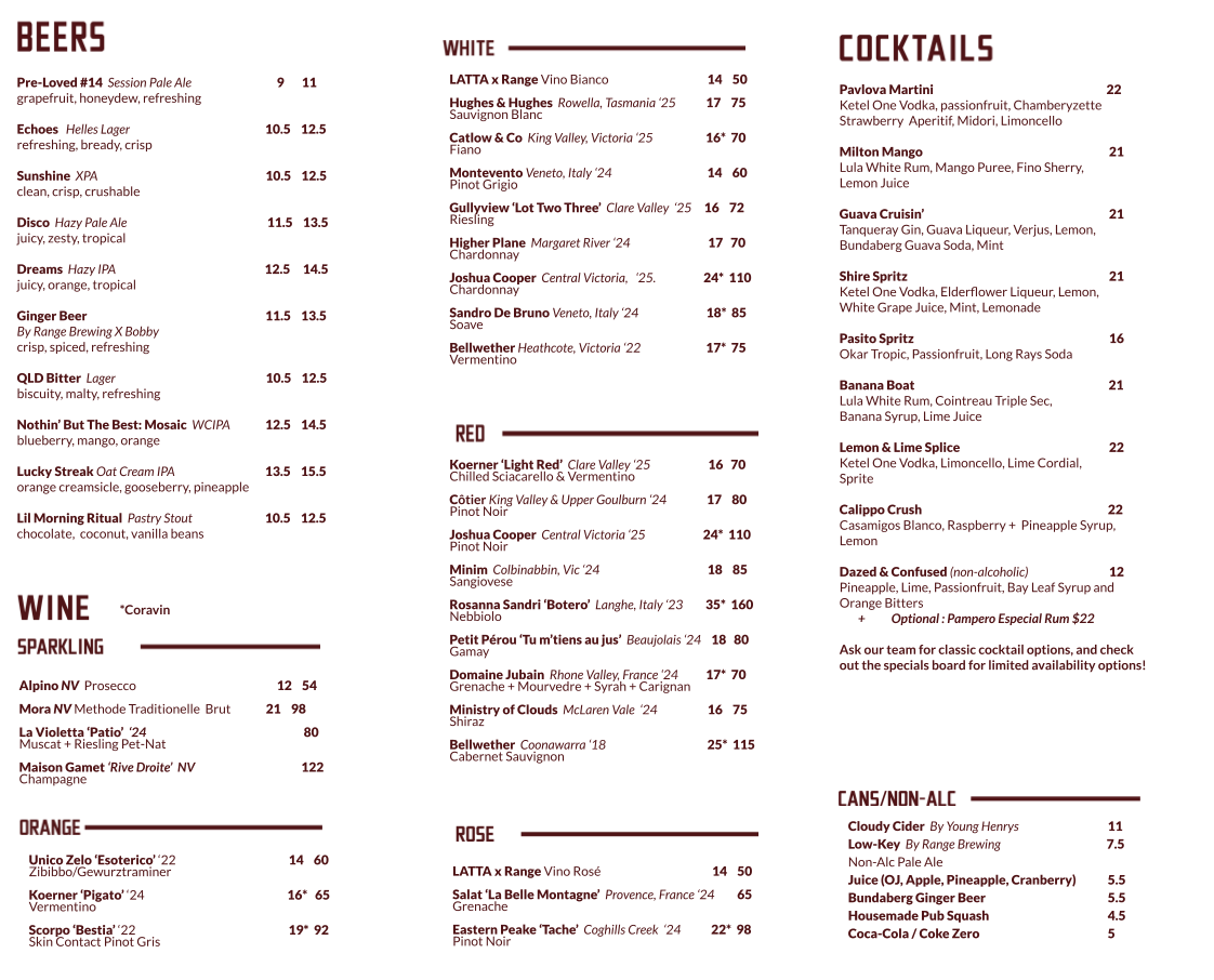 Patio Website Drinks Menu