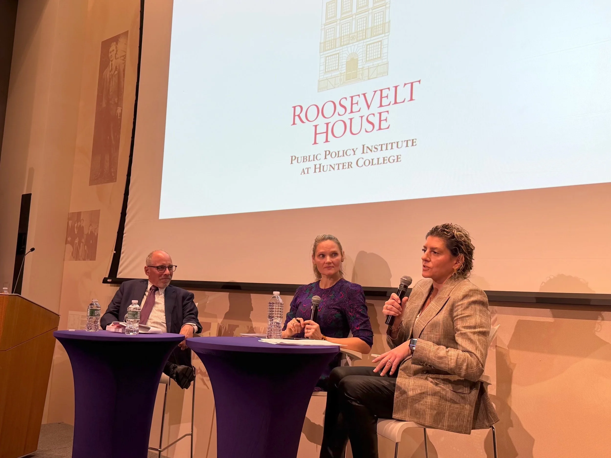 From left to right: David Bloomfield, Christina Foti, Dr. Catherine Kramarczuk Voulgarides at Roosevelt House event
