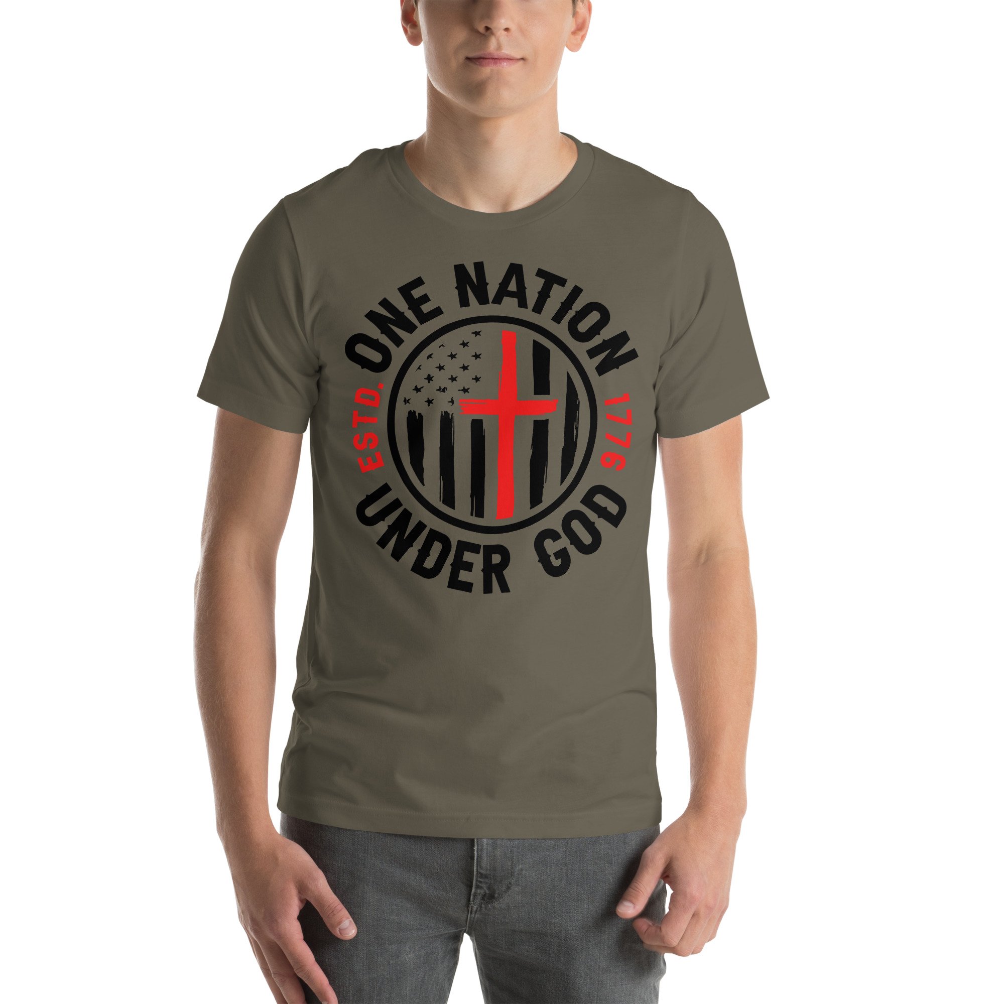 unisex-staple-t-shirt-army-front-66c6a7f697b0f.jpg