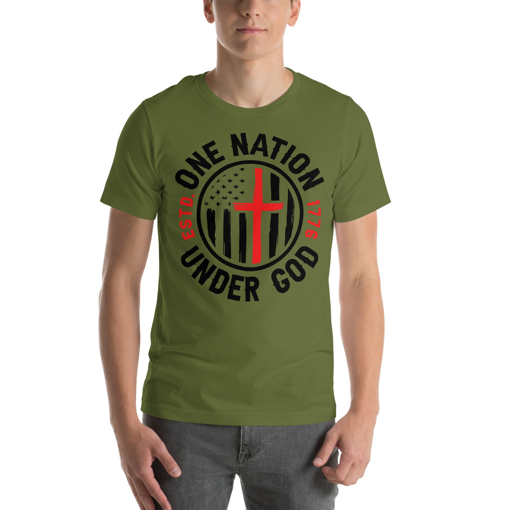 unisex-staple-t-shirt-olive-front-66c6a7f6bd719.jpg