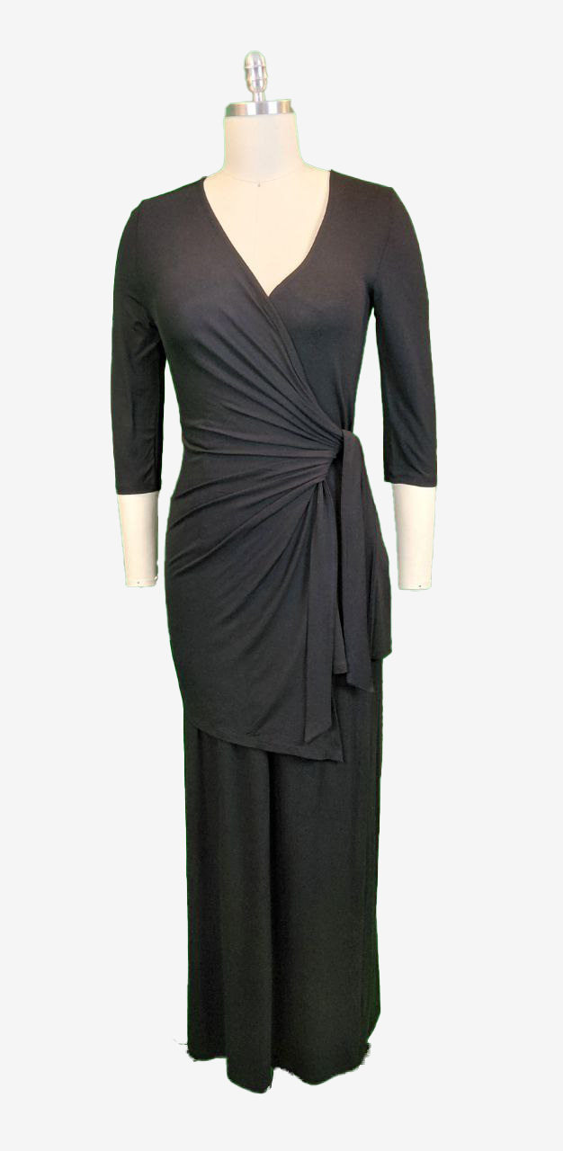 Midnight Wrap Tie Maxi Dress