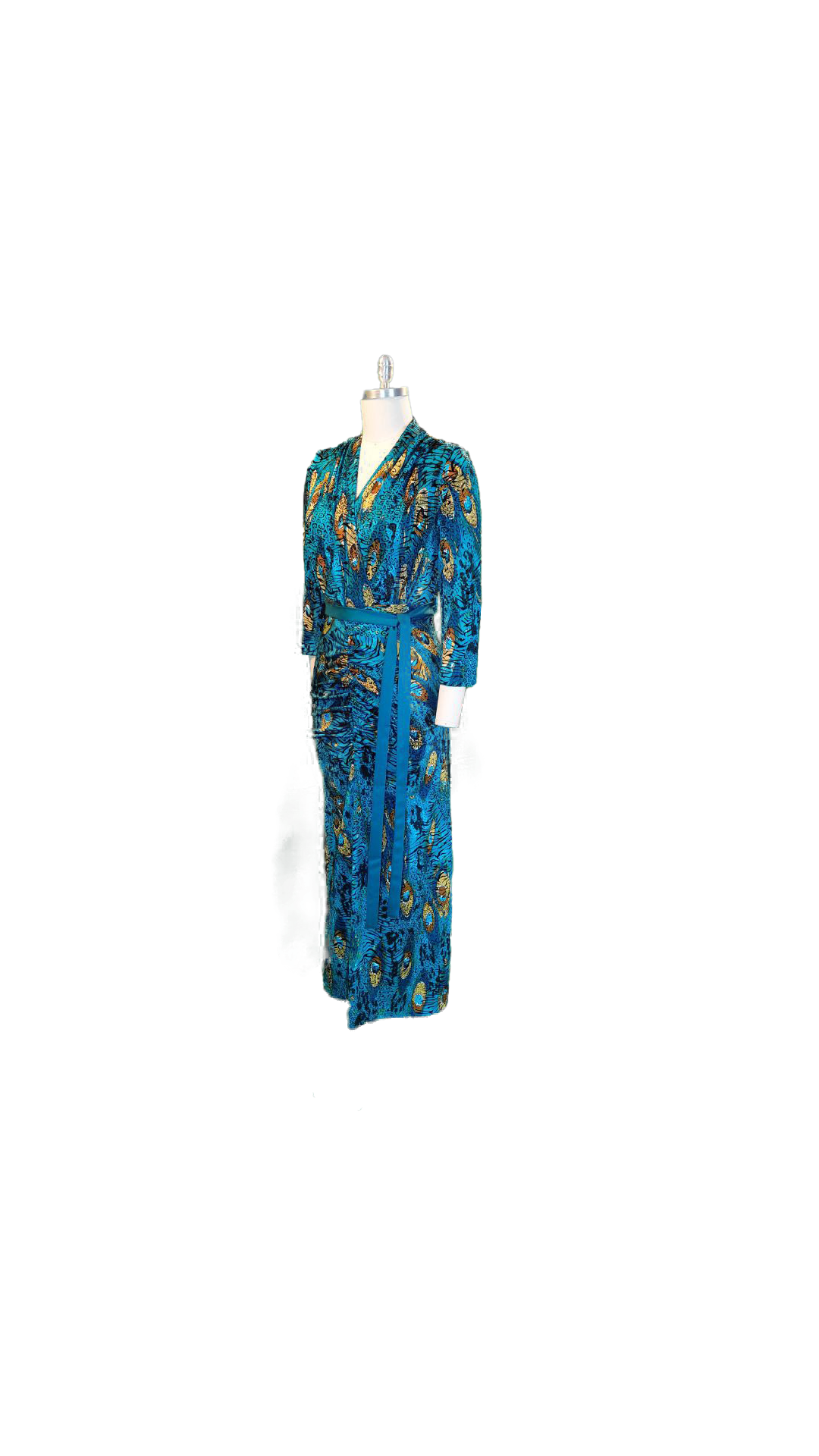 Peacock Elegance Wrap Dress