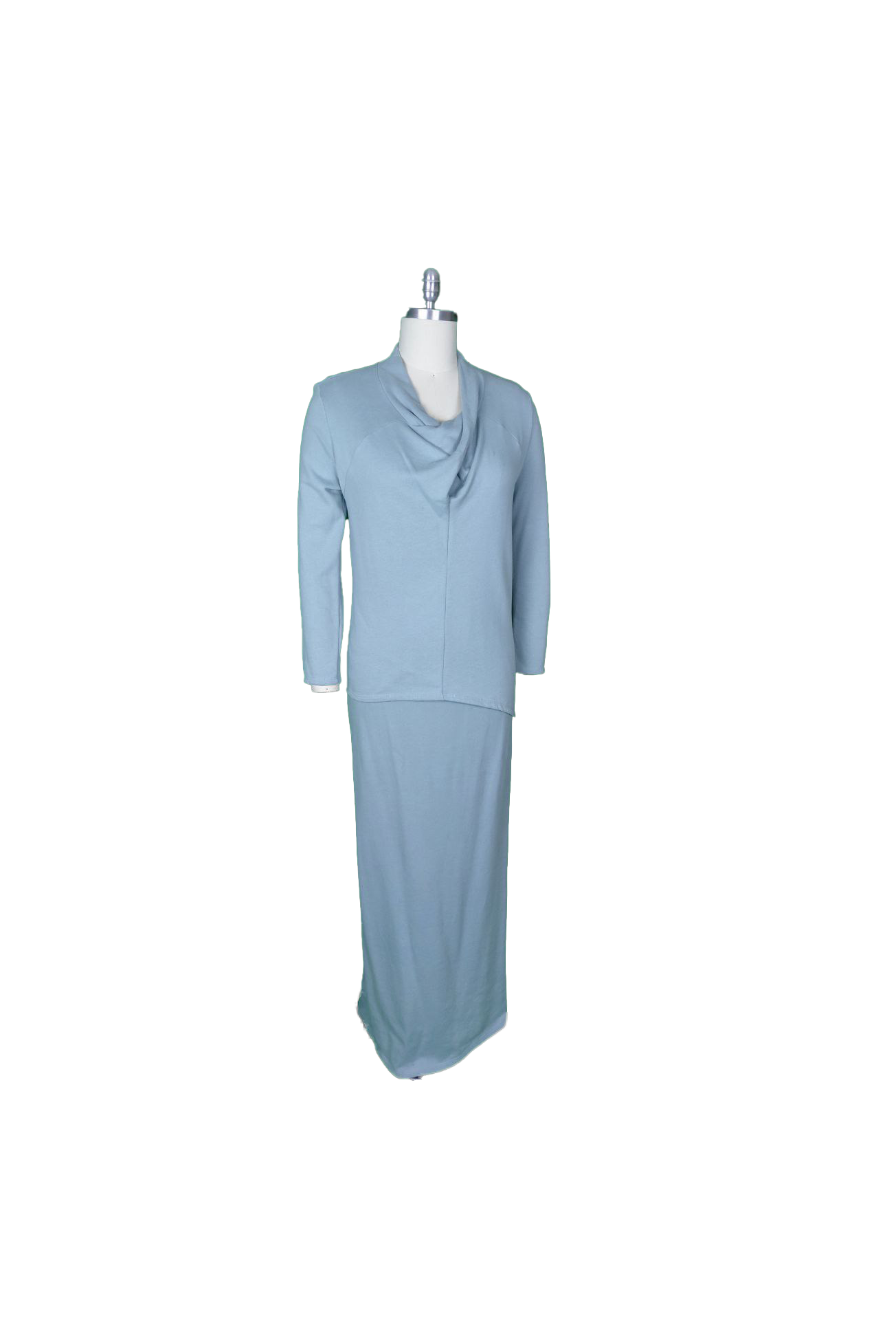Powder Blue Draped-Neck 2-Piece Maxi Set