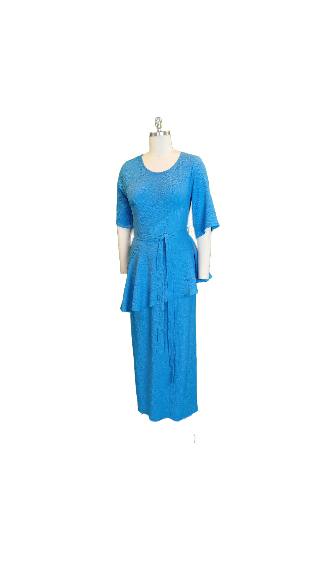 Elegance in Blue Peplum Set