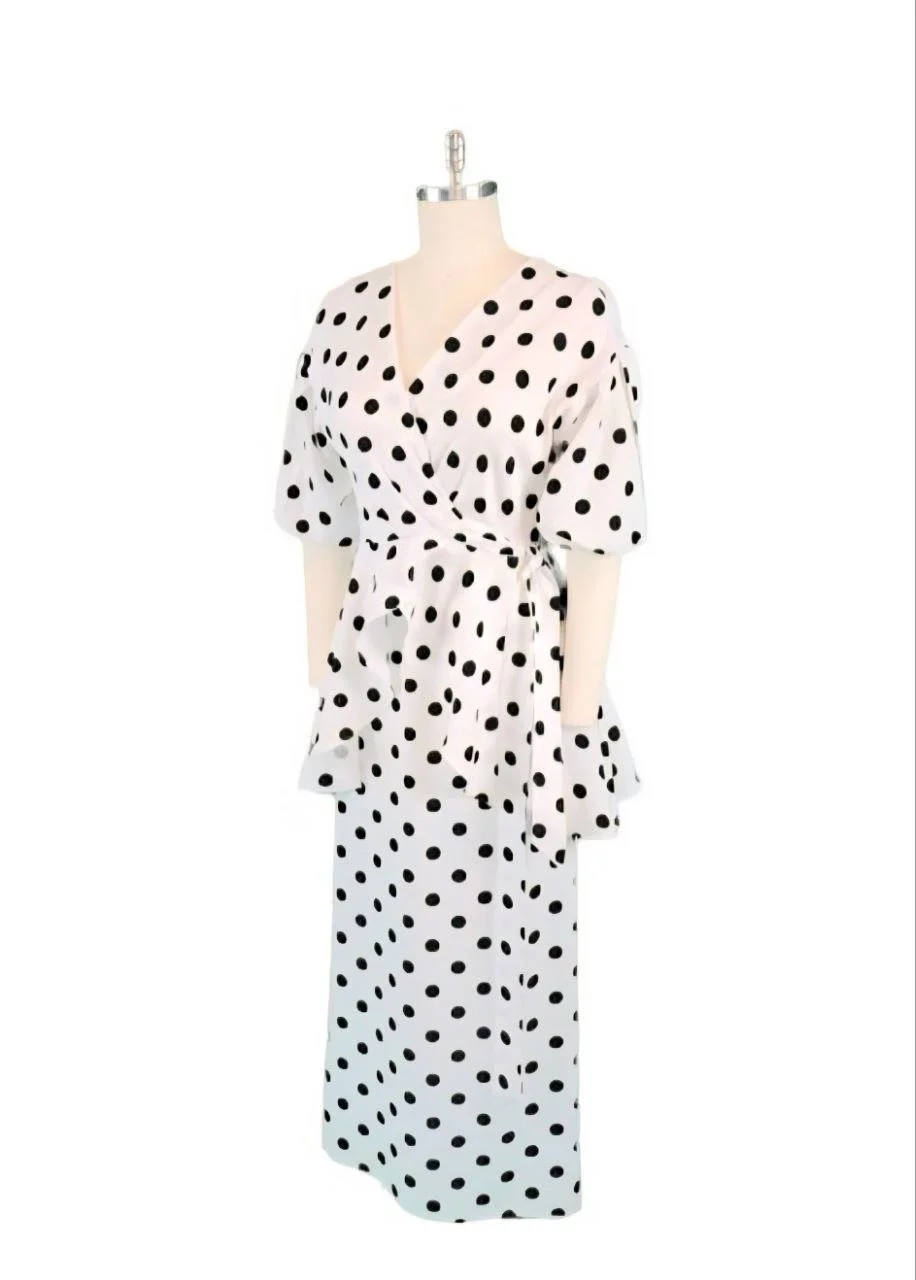 Polka Dot Elegance Two-Piece Cotton Set