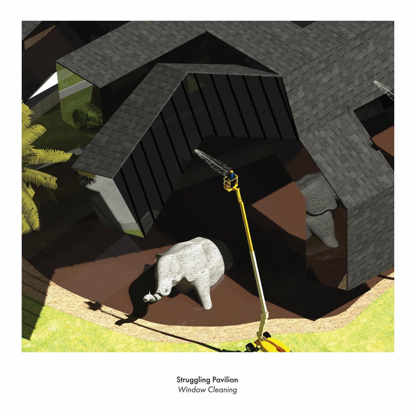 The &ldquo;Struggling Pavilion&rdquo; sits in the middle of the La Brea Tar Pits, acting as a public and exhibition space for the museum goers and researchers.

This object samples the gesturality of the sinking mammoth in the tar, giving it the appe