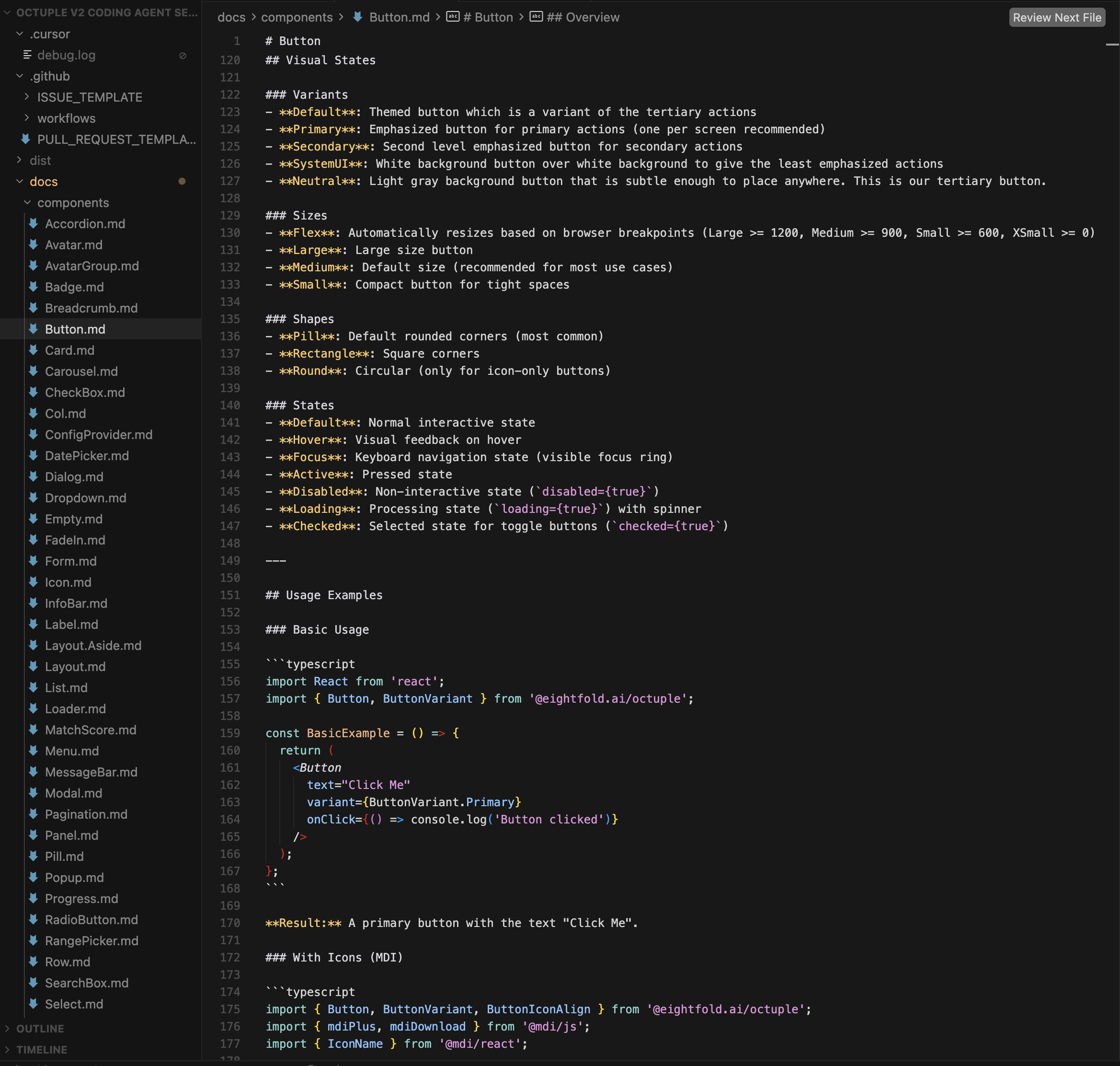 Visual states, Usage examples