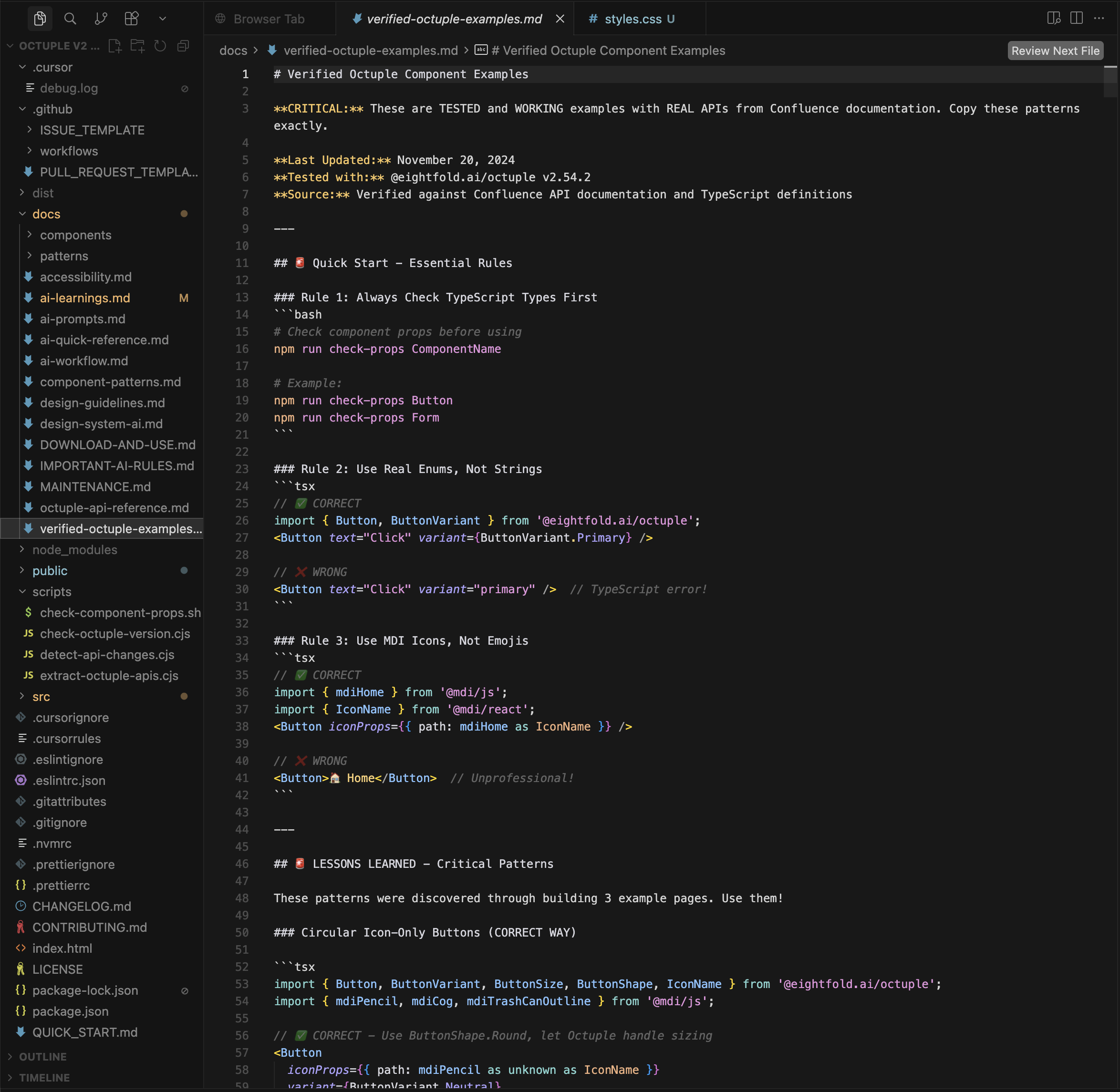 Verified Octuple examples