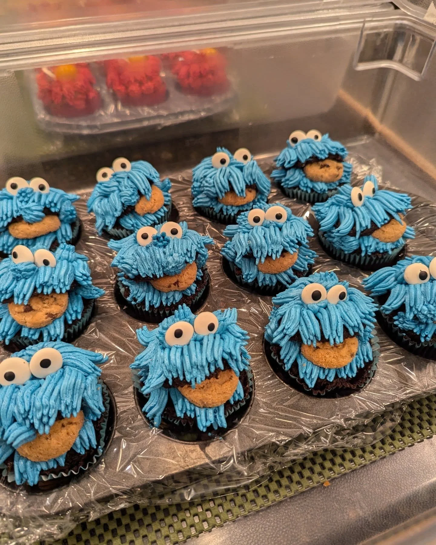 cupcakes for a special guy's 1 year birthday party! 🎉🥳🎂

Gluten free, soy free, vegan chocolate cookie monster cupcakes and classic lemon, with lemon curd Elmo's cupcakes

Kawaii 🍪&hearts;️