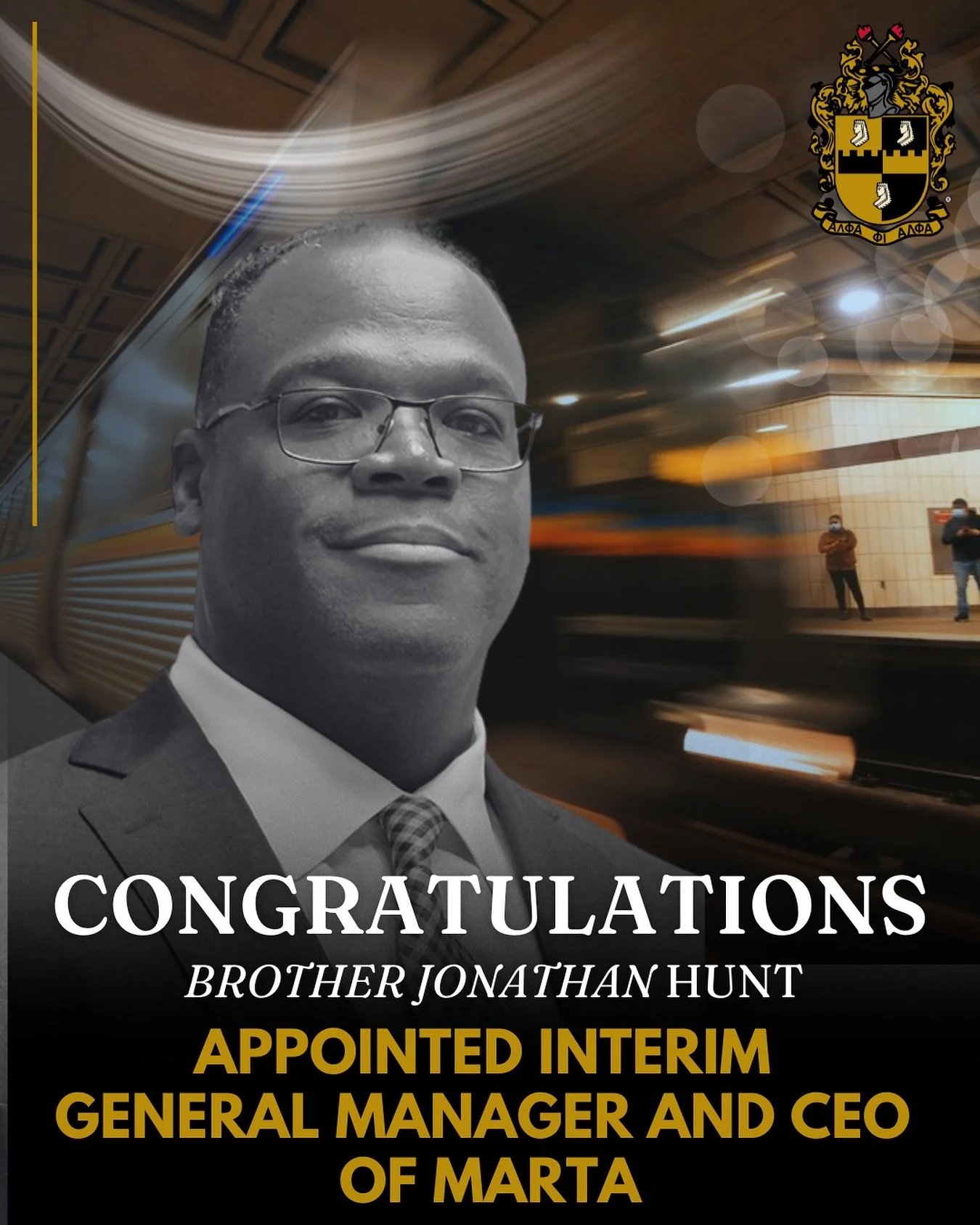 🚊🎉Congratulations to our own Brother Jonathan Hunt who was appointed by the Marta Board of Directors as interim general manager and CEO.

The move comes after previous CEO Collie Greenwood announced his retirement in July.

&ldquo;I am honored by t