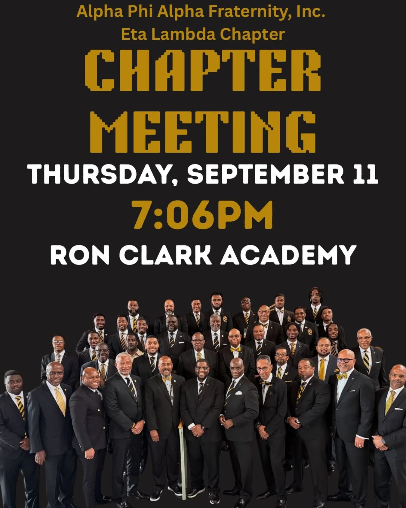 ⏰🗓️It&rsquo;s time to kick off a new fraternal year! 

All duly initiated brothers are invited to join us this Thursday (9/11) at Ron Clark Academy for our September chapter meeting.

Fellowship will take place prior to the meeting beginning at 6:15