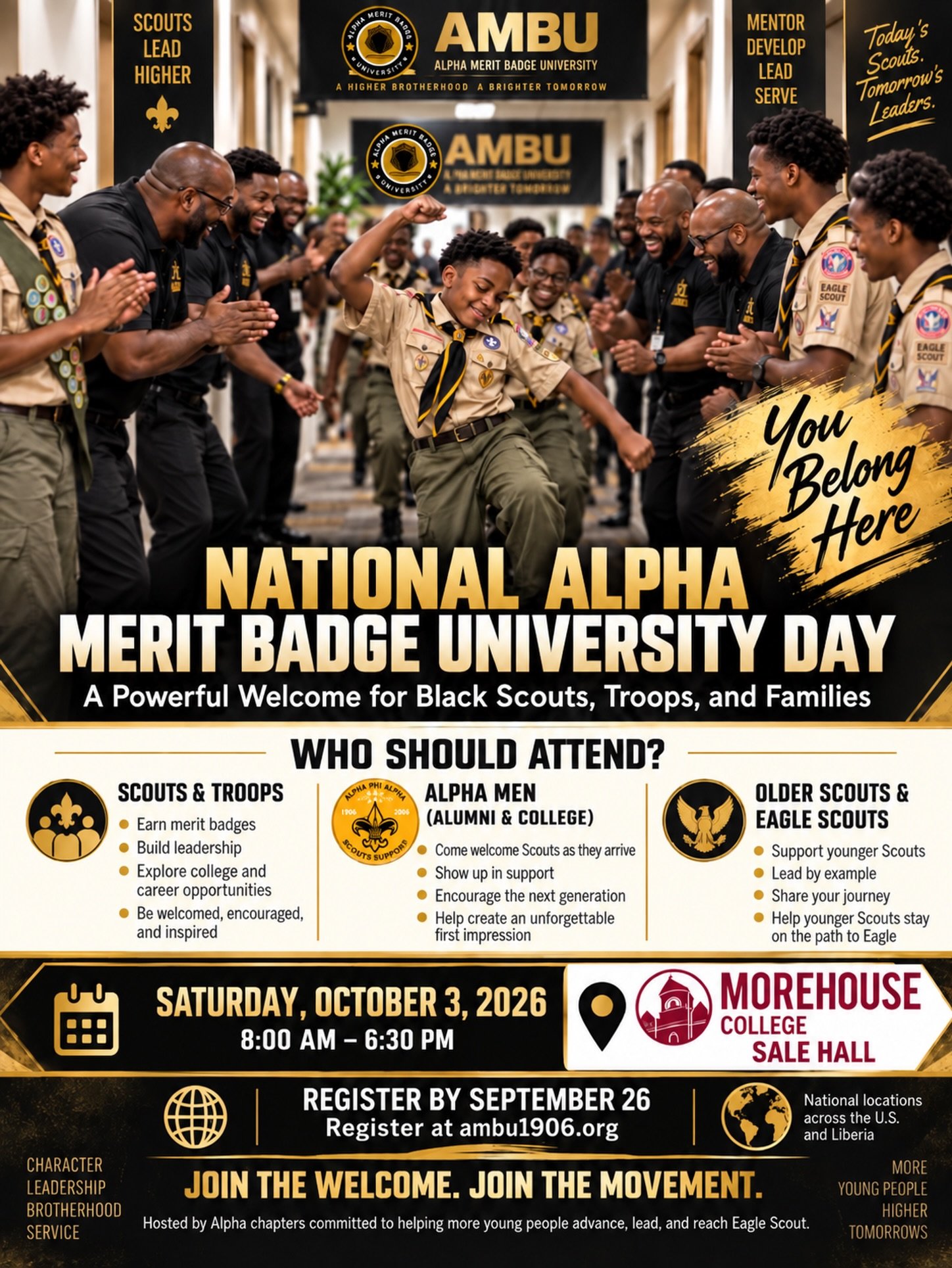🚨 ALPHA MERIT BADGE UNIVERSITY IS ALMOST HERE! 🚨

Join us Saturday, October 3, 2026, from 7:30 AM&ndash;6:30 PM at Sale Hall on the Morehouse College campus for our Fall Signature Event! 🏕️

We&rsquo;re still looking for Merit Badge Counselors &am
