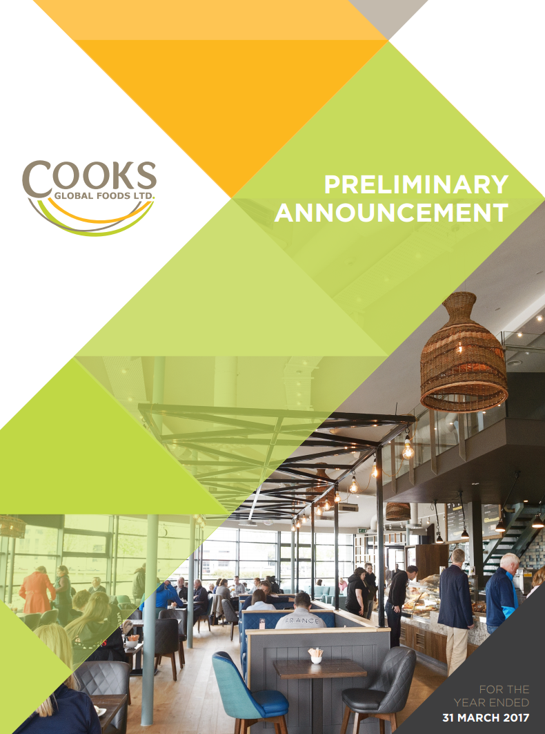 Cook Global Foods Releases its Preliminary Results for the year ended 31 March 2017