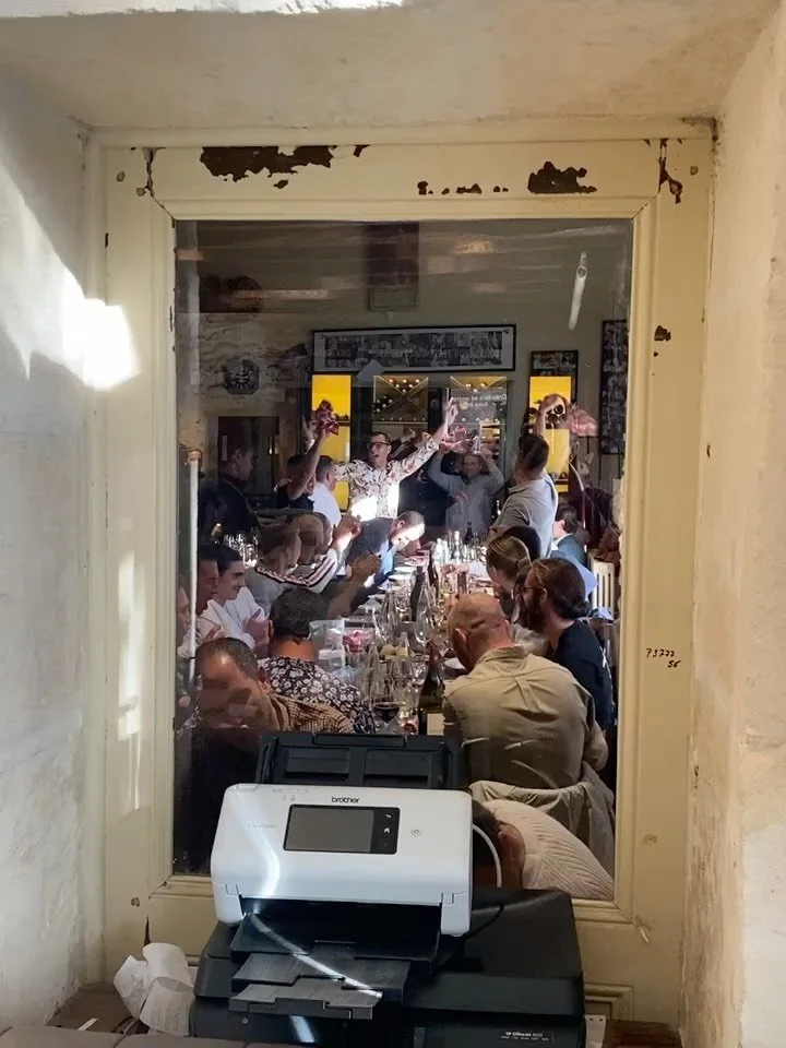 The first time we lunched at @lebistrotduparadou it was a chilly January and we were warned on arrival that a large group had booked a table in the main dining room, so we could use the tiny private back room, if we preferred. We chose the chaos - an