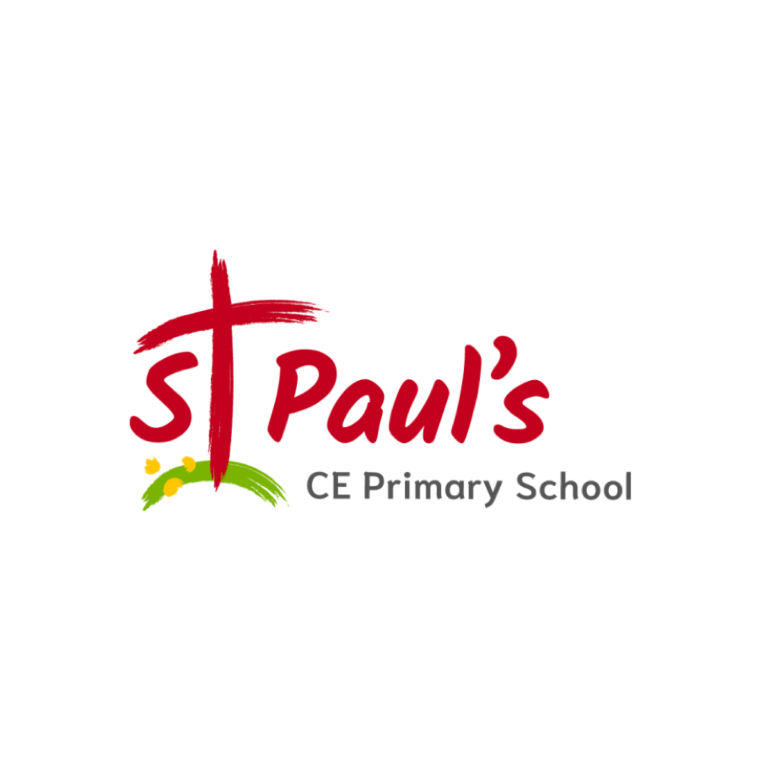 St Paul's CE Primary School logo with a red cross and green and yellow design.