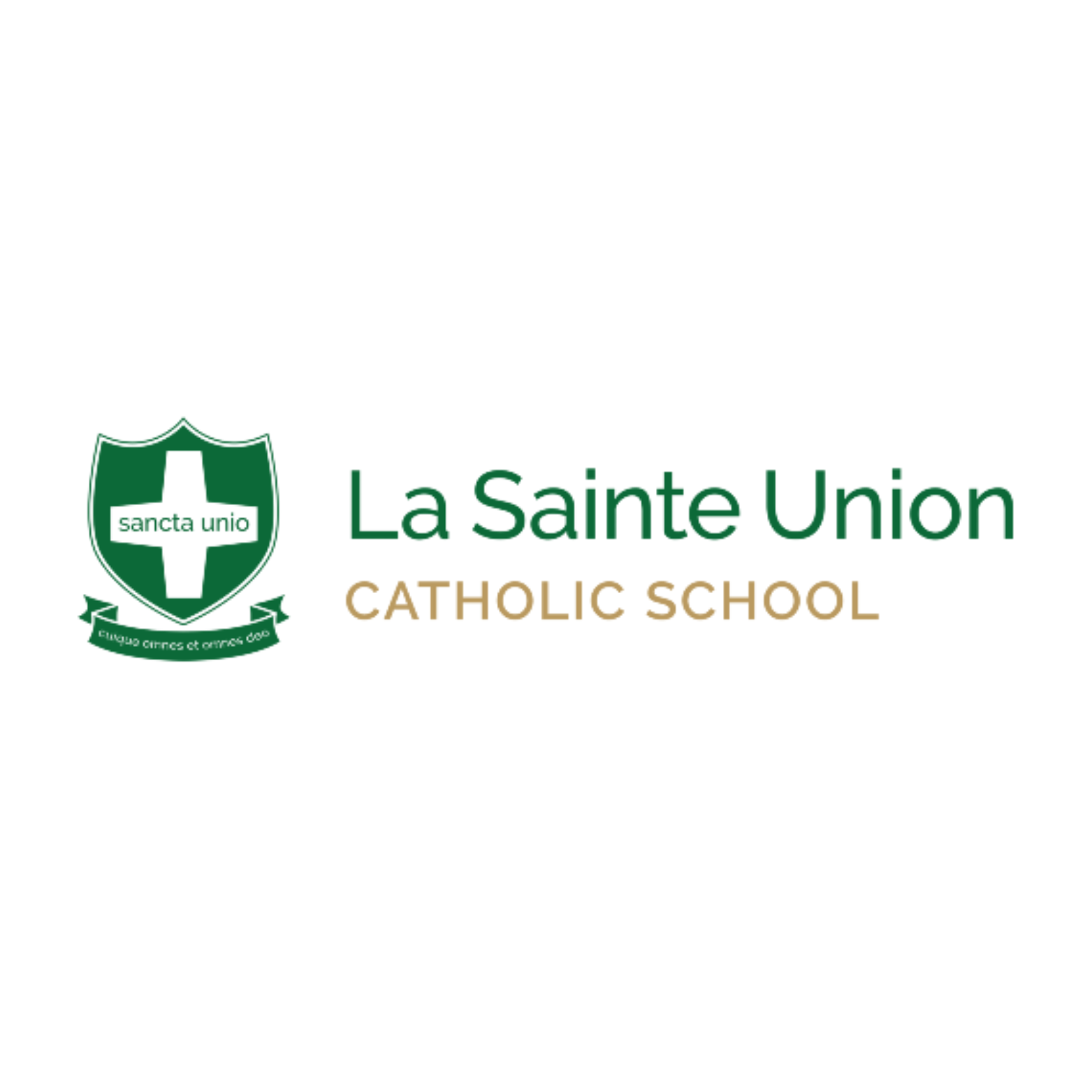 La Sainte Union Catholic School logo with shield and text.