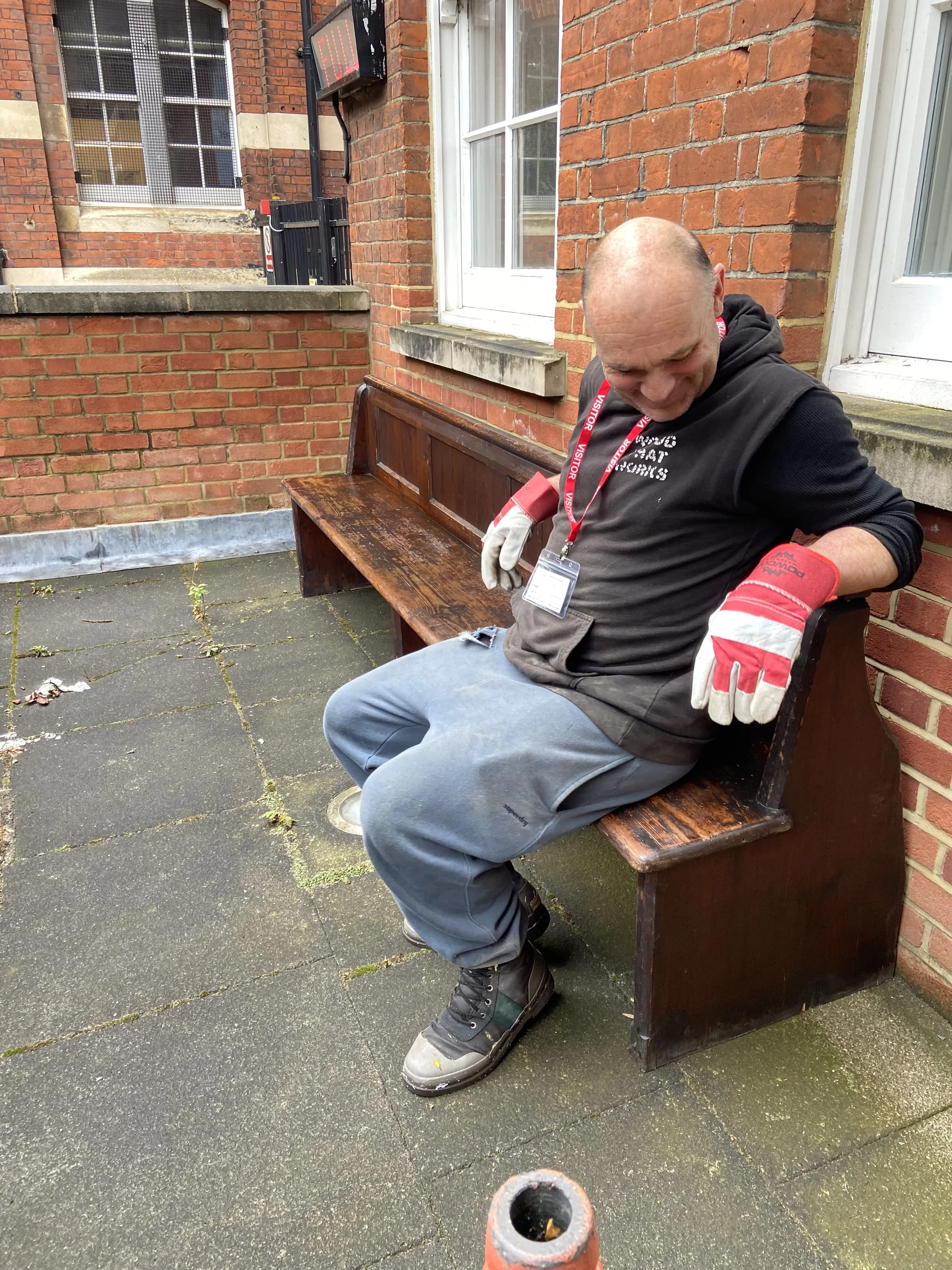 Beautifully refurbished church pews, repurposed for community use and sustainable design.