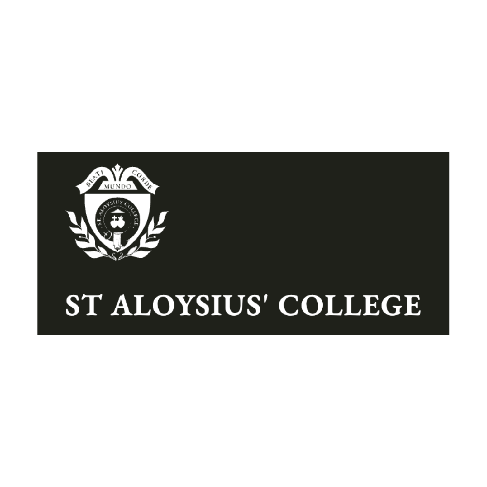 St Aloysius' College logo with crest and motto "Beati Mundo Corde."