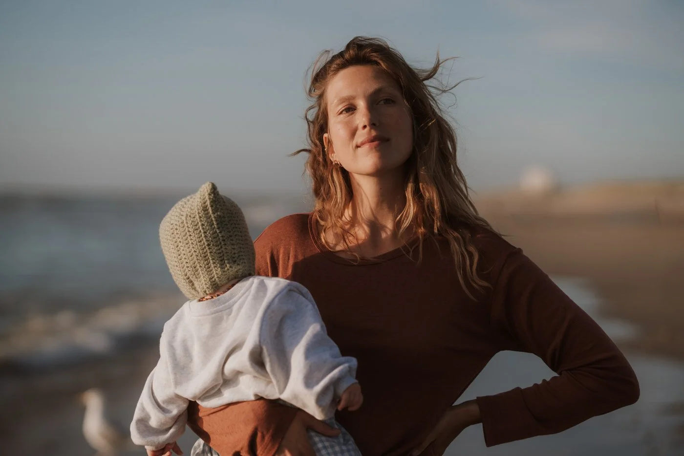 Moeder en kind fotoshoot op het strand