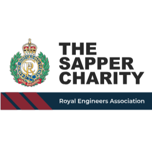 Logo of The Sapper Charity with the Royal Engineers Association insignia and text