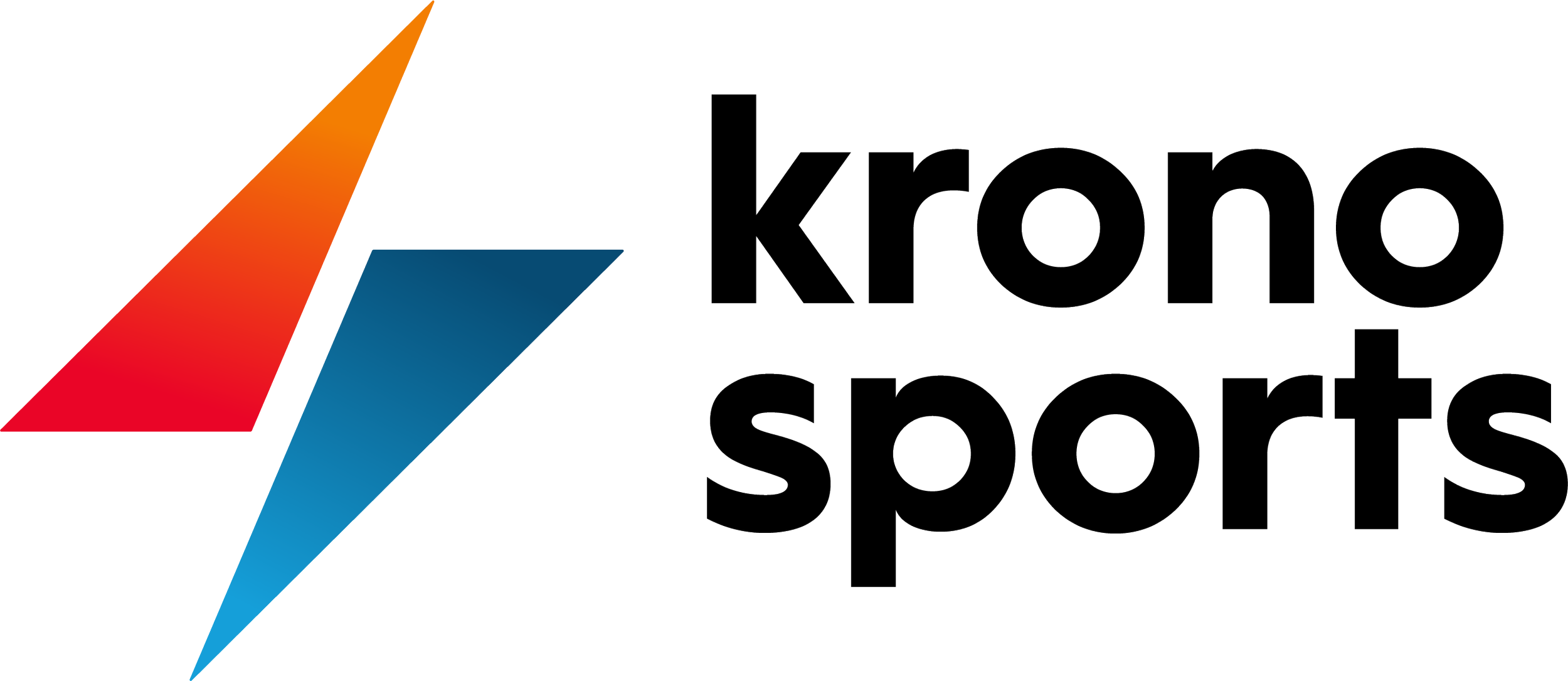 Kronos Sports logo with a stylized lightning bolt in orange and blue.